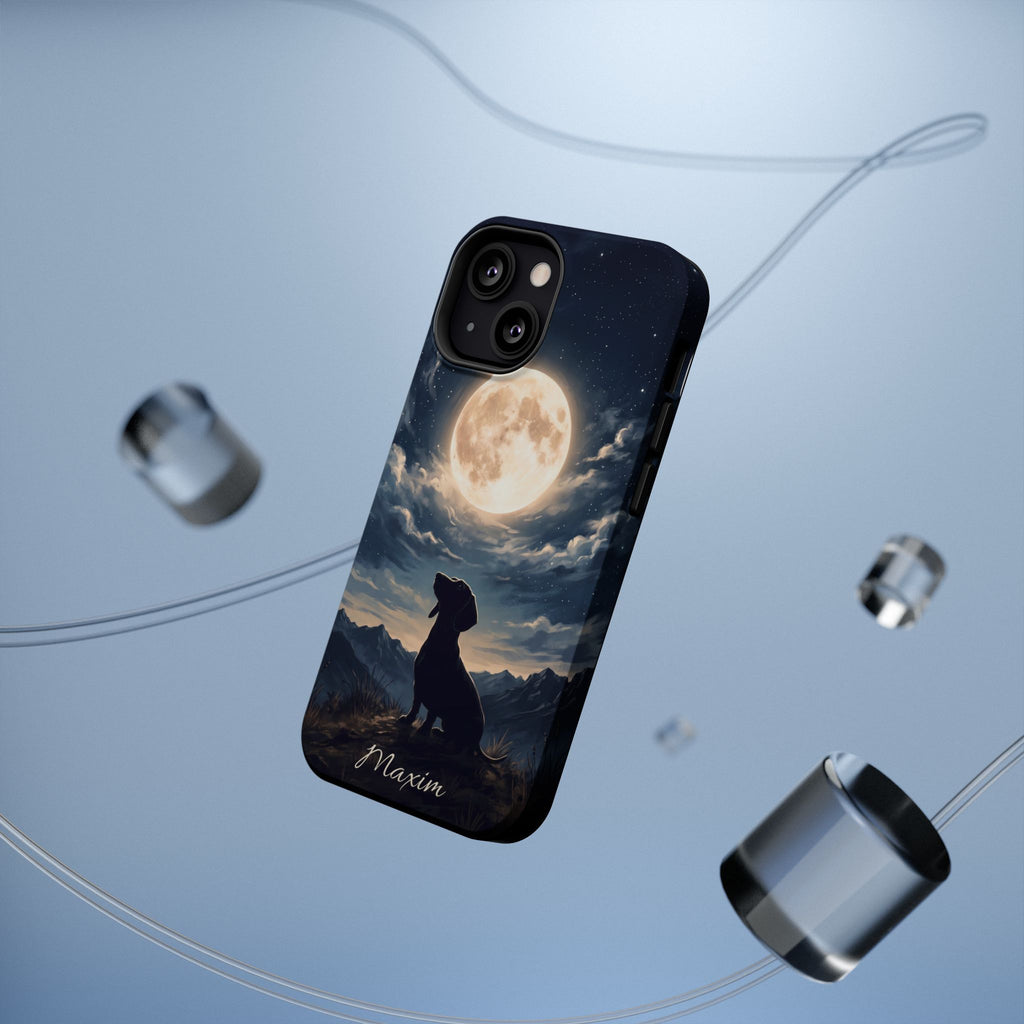 Personalized Dachshund Moonlight Phone Case — Wireless Charging Cover