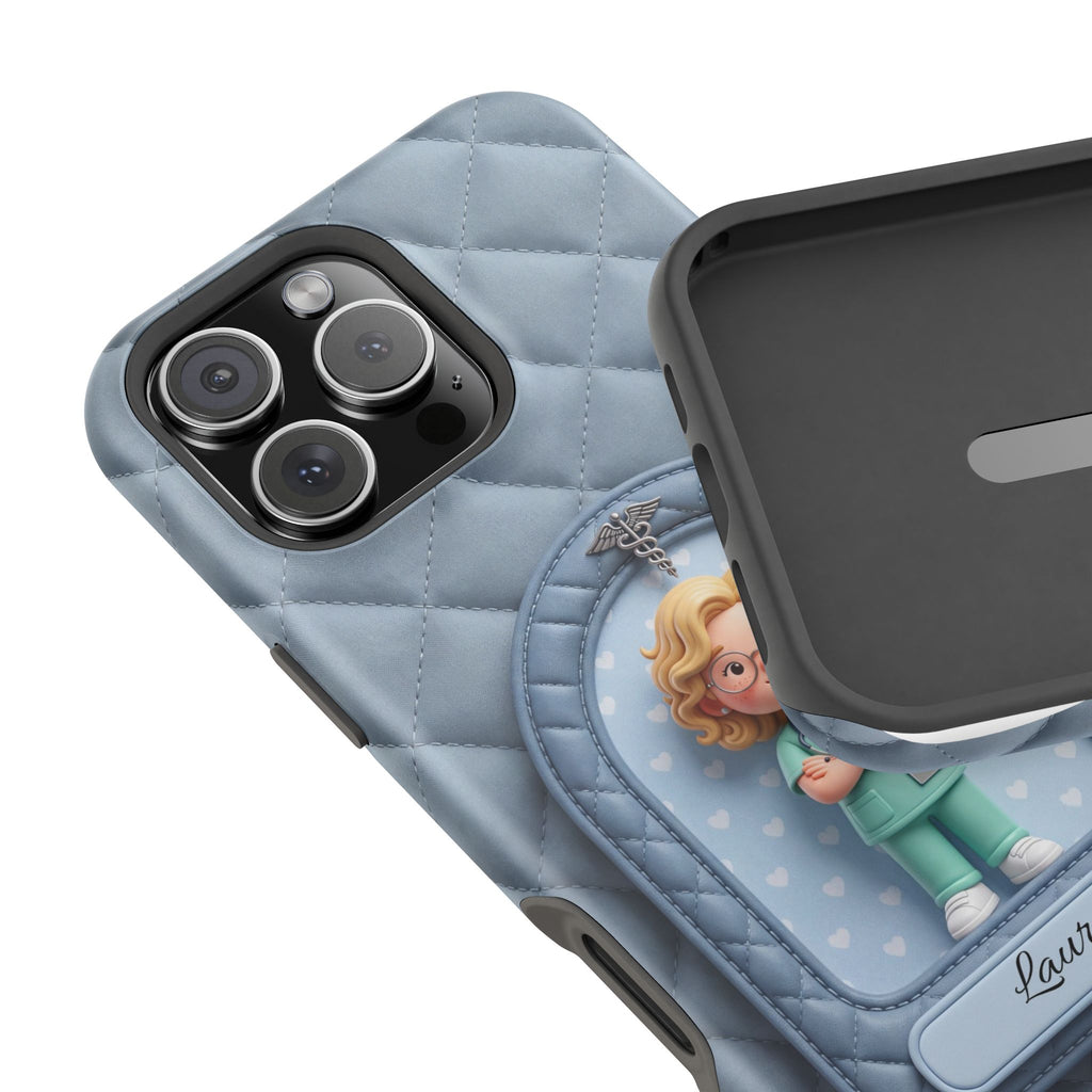 Personalized Quilted Nurse Phone Case — Wireless Charging Cover