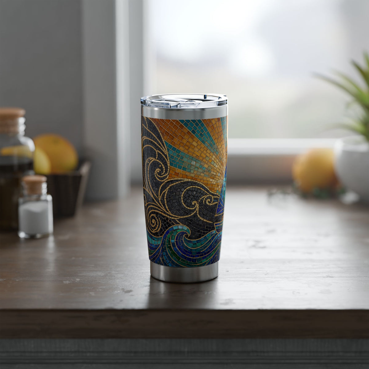 Sailing Tumbler | Jewel Mosaic Art — 20 oz Stainless Travel Mug