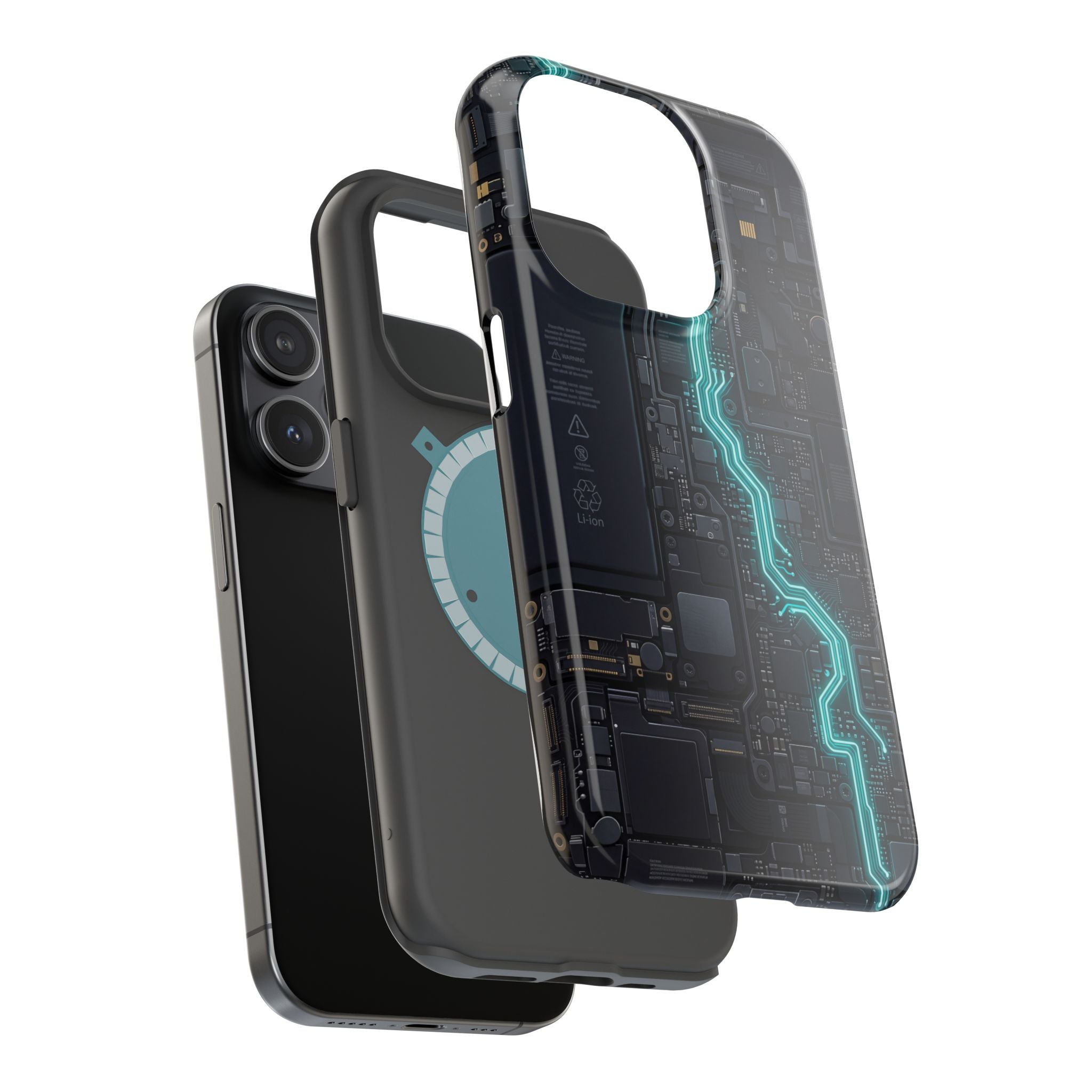 Cyan Bolt Electrician Phone Case — Electric Circuit Wireless Charging Cover