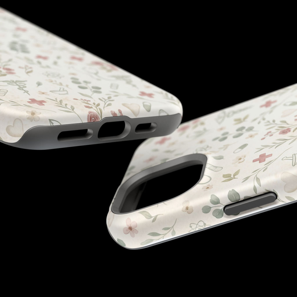 Floral Nurse Phone Case — Impact-Resistant Wireless Charging Cover