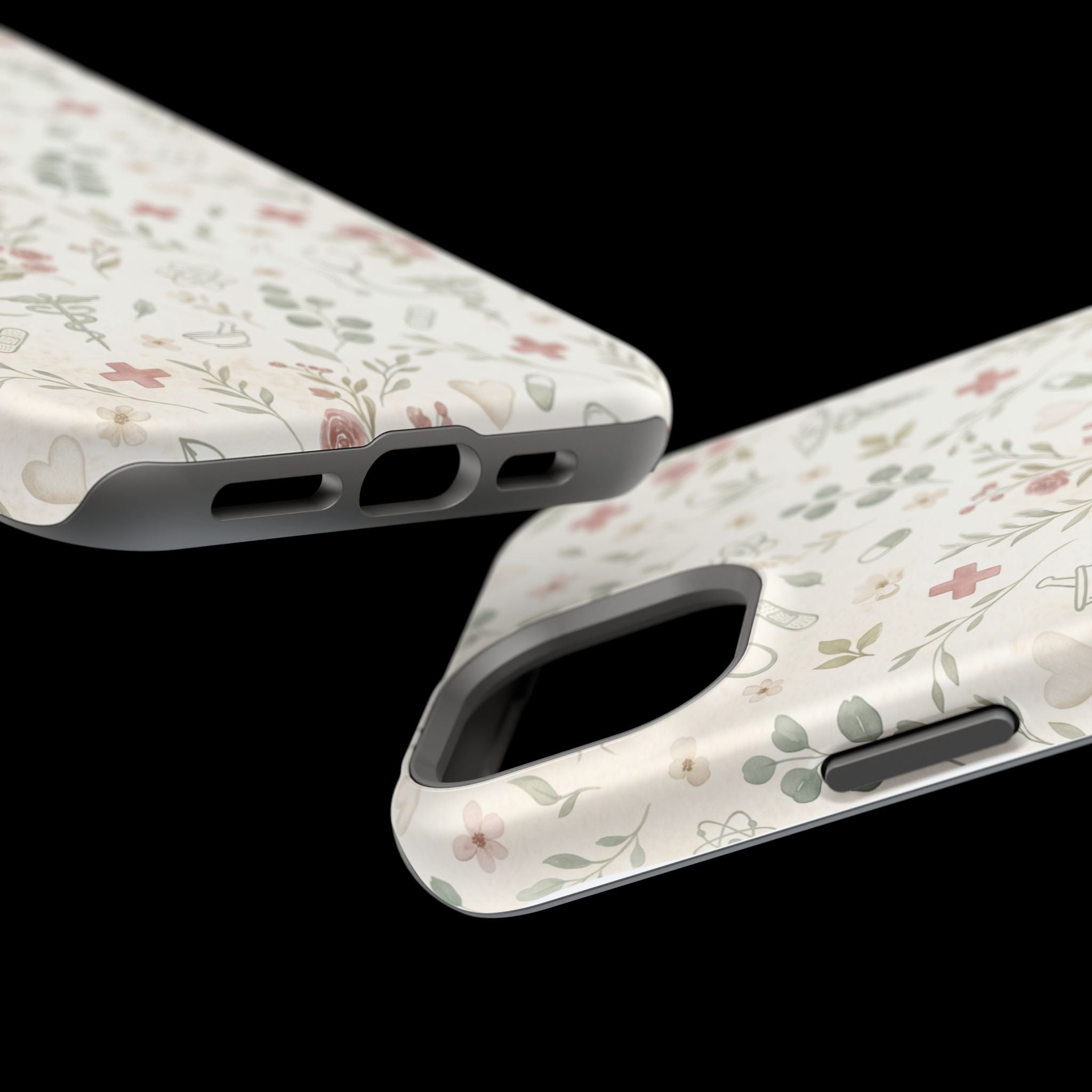 Floral Nurse Phone Case — Impact-Resistant Wireless Charging Cover