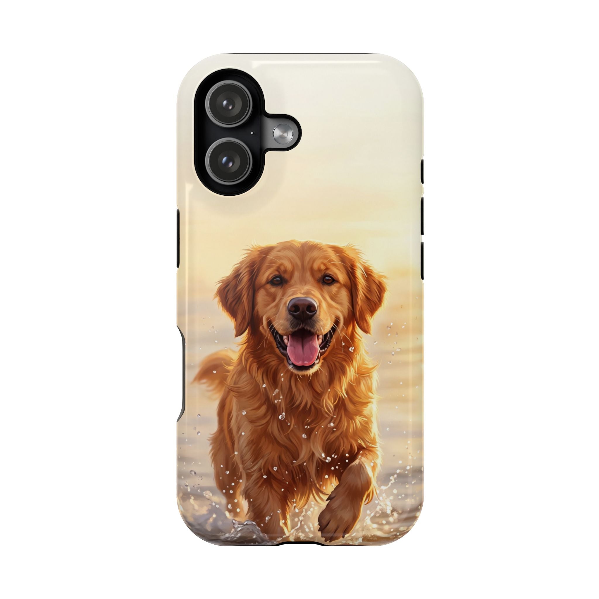 Beach Golden Retriever Phone Case — Impact-Resistant Wireless Charging Cover