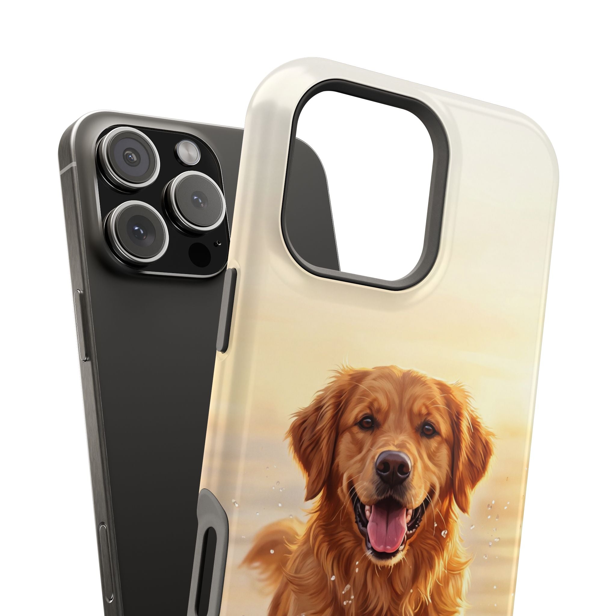 Beach Golden Retriever Phone Case — Impact-Resistant Wireless Charging Cover