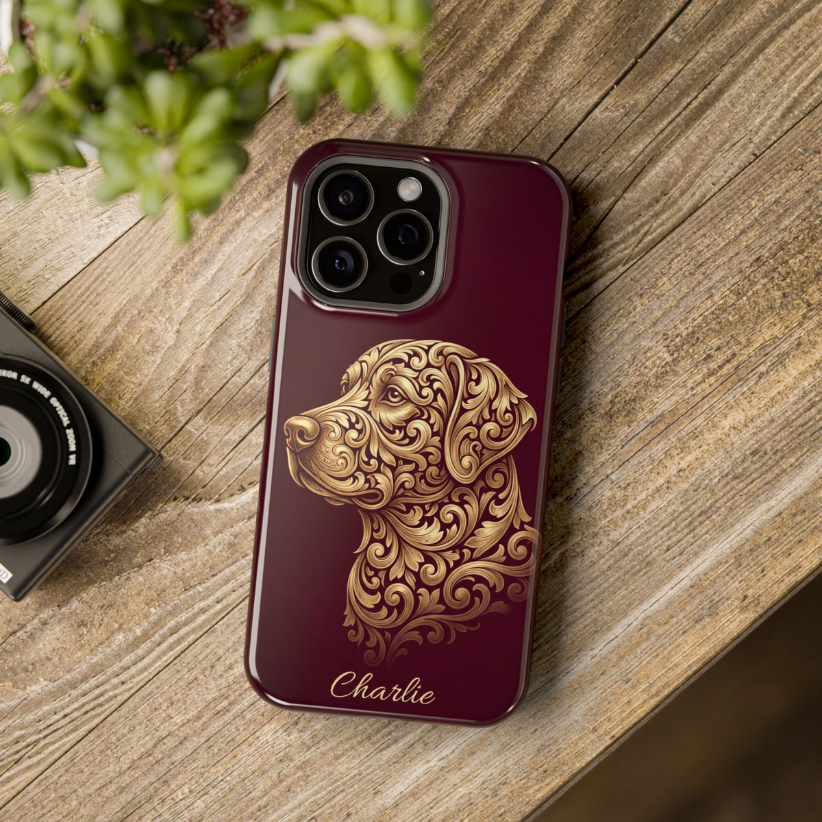 Personalized Gold Filigree Labrador Phone Case — Tough Magnetic Case with Wireless Charging