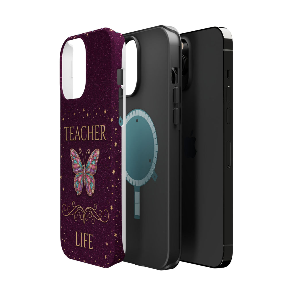 Teacher Life Glitter Butterfly Phone Case — Wireless Charging Cover