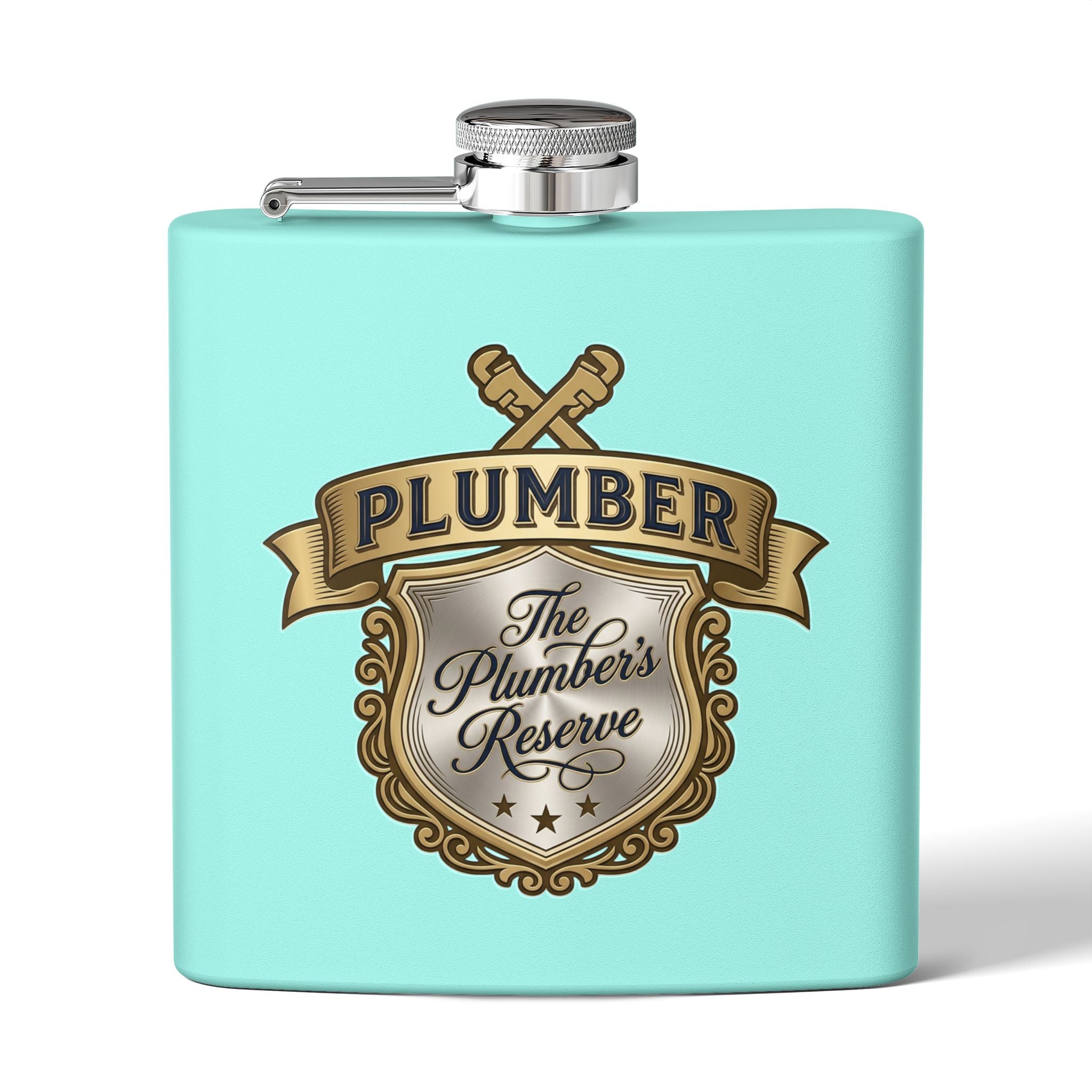 Flask — "The Plumber's Reserve" 6oz Stainless Steel Hip Flask