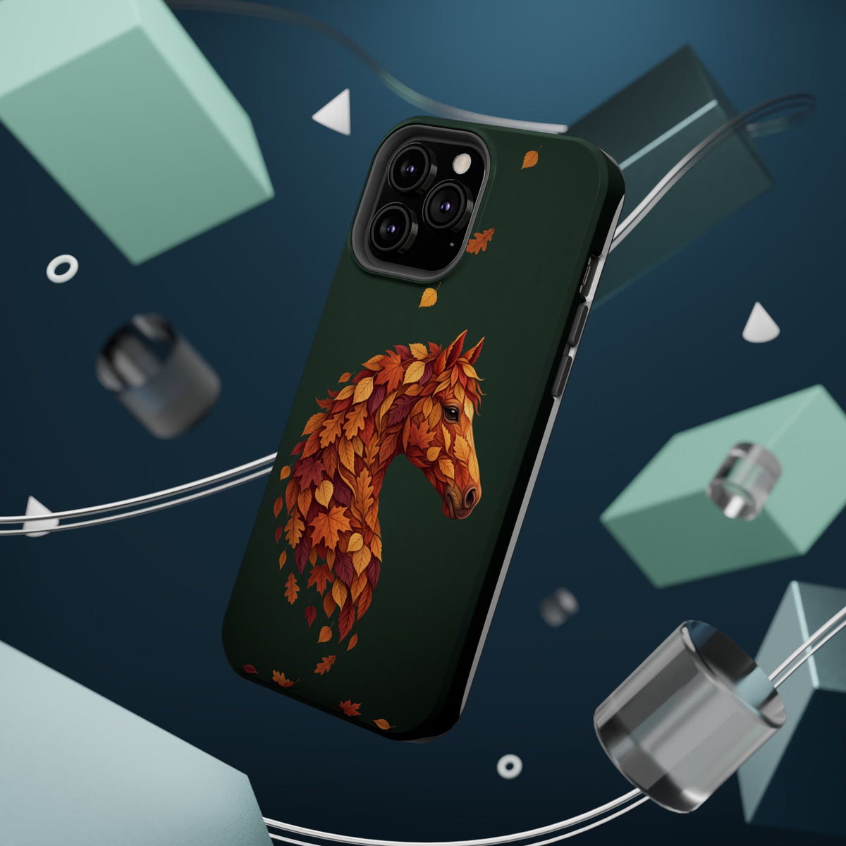 Autumn Leaves Horse Phone Case — Tough Magnetic Case with Wireless Charging
