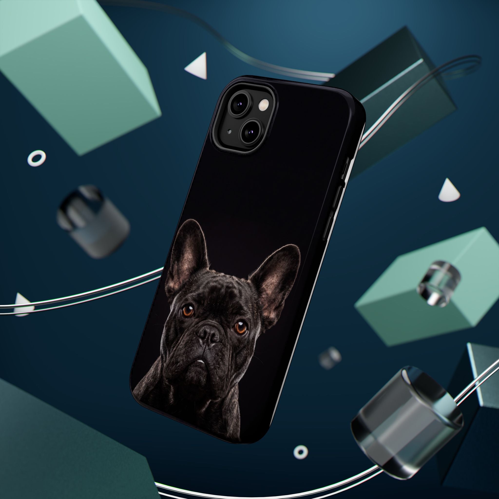 Black French Bulldog Phone Case — Impact-Resistant Wireless Charging Cover