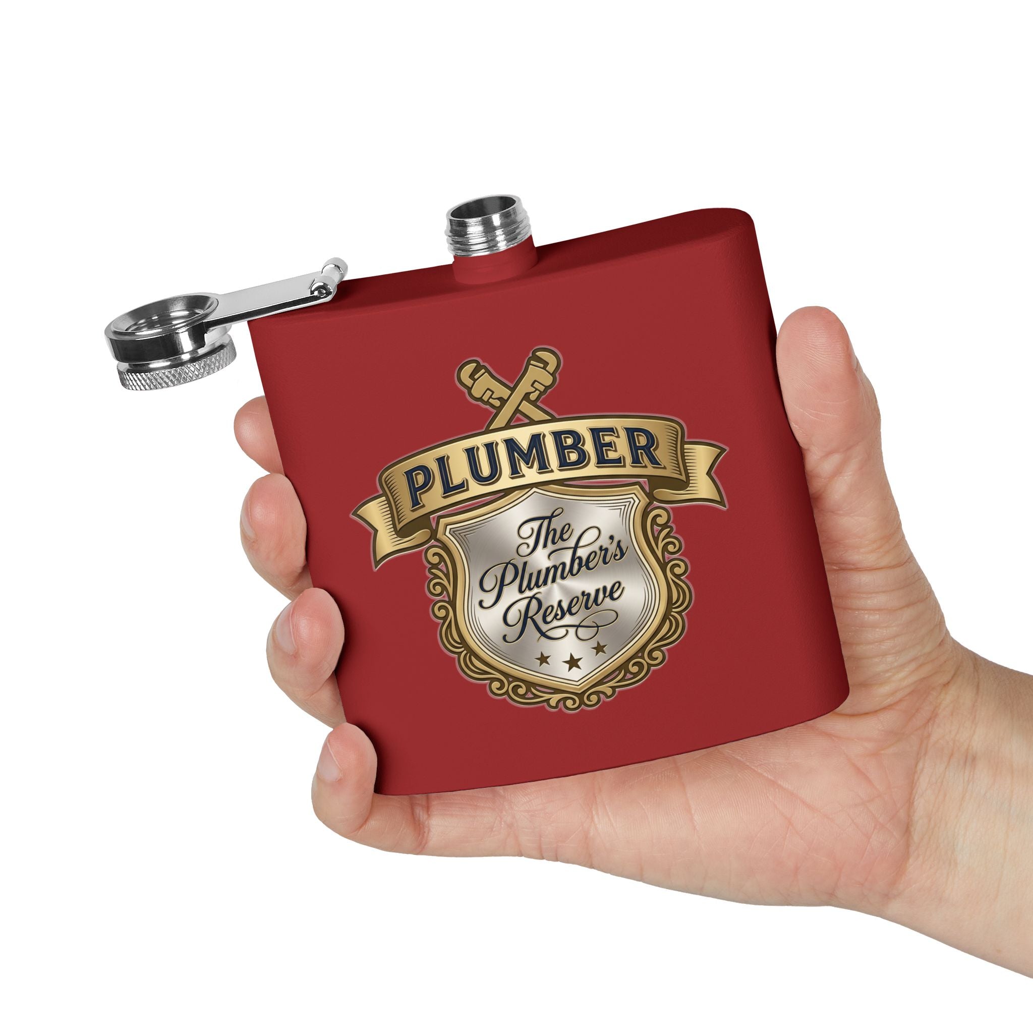 Flask — "The Plumber's Reserve" 6oz Stainless Steel Hip Flask