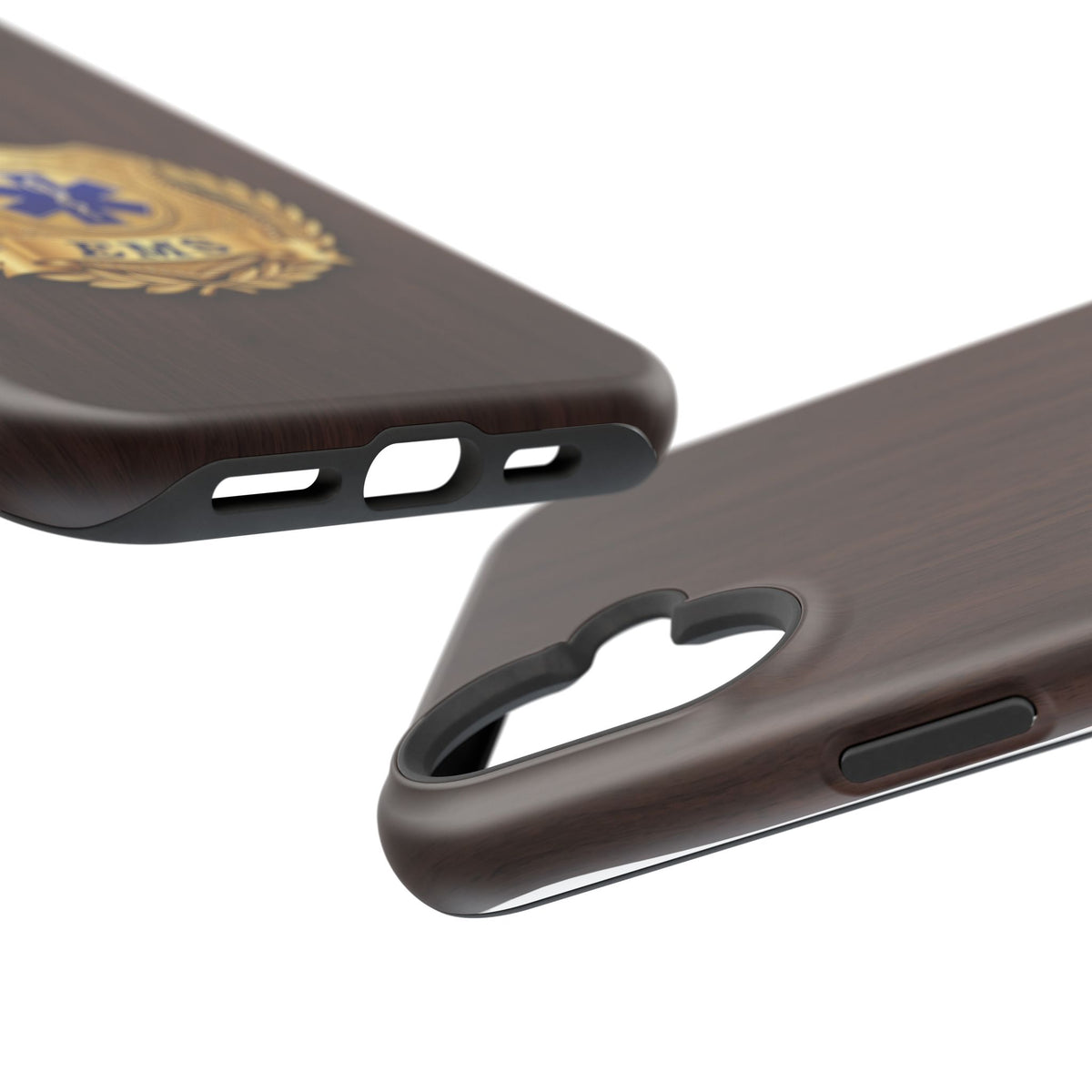 Gold EMS Laurel Badge Wood Phone Case — Magnetic Wireless Charging Cover