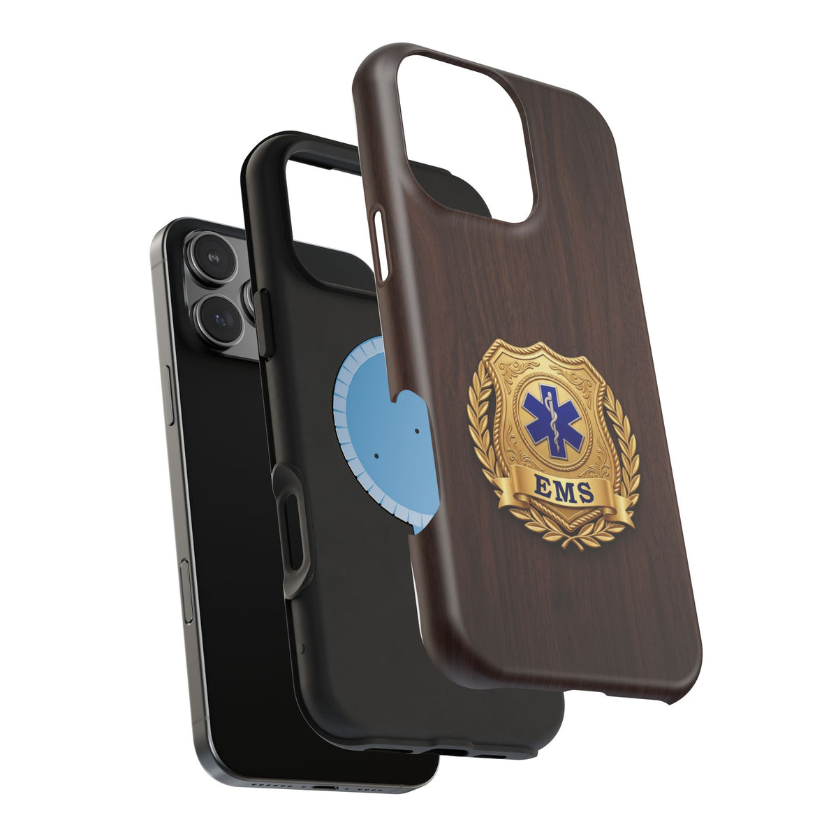 Gold EMS Laurel Badge Wood Phone Case — Magnetic Wireless Charging Cover