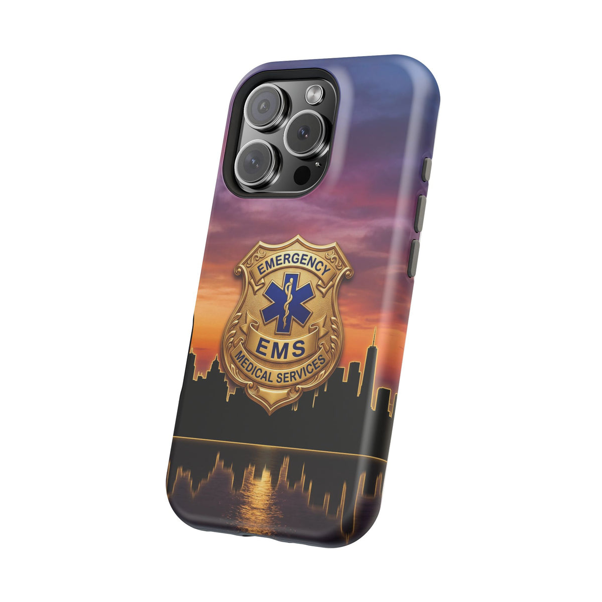 EMS Badge Sunset Skyline Phone Case — Magnetic Wireless Charging Cover