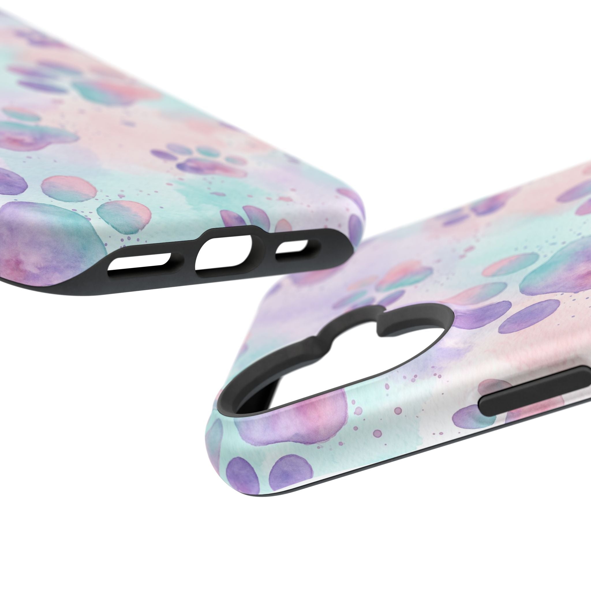 Watercolor Paw Print Phone Case — Impact-Resistant Wireless Charging Cover