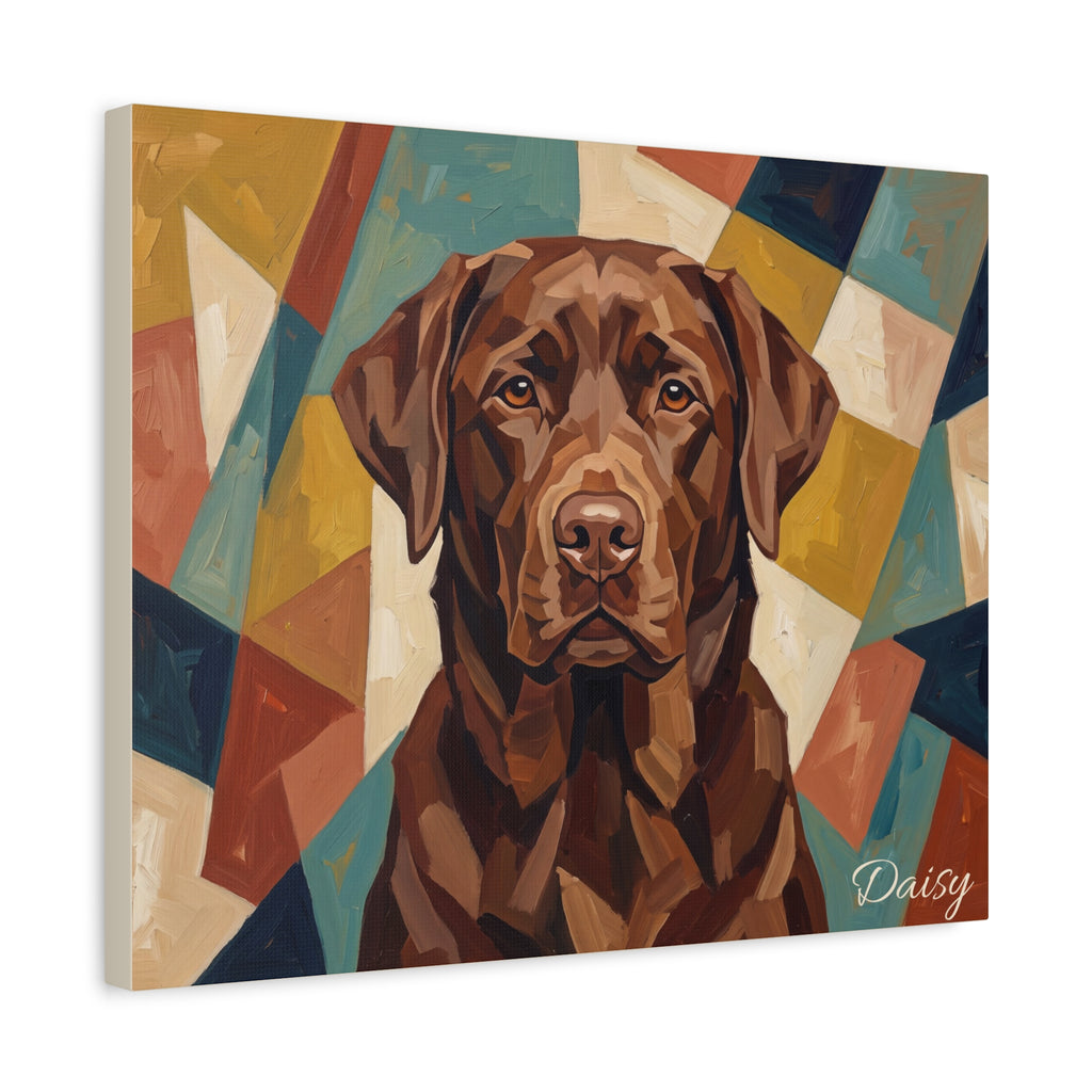 Chocolate Labrador Personalized Canvas | Mid-Century Geometric Wall Art