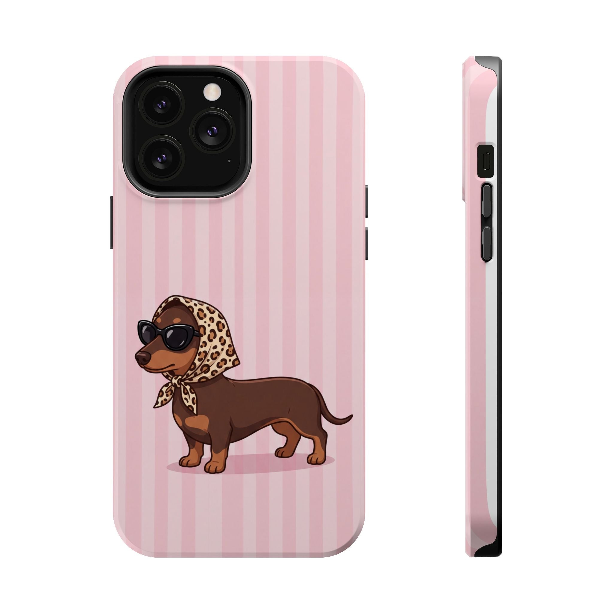 Preppy Dachshund Phone Case — Impact-Resistant Wireless Charging Cover