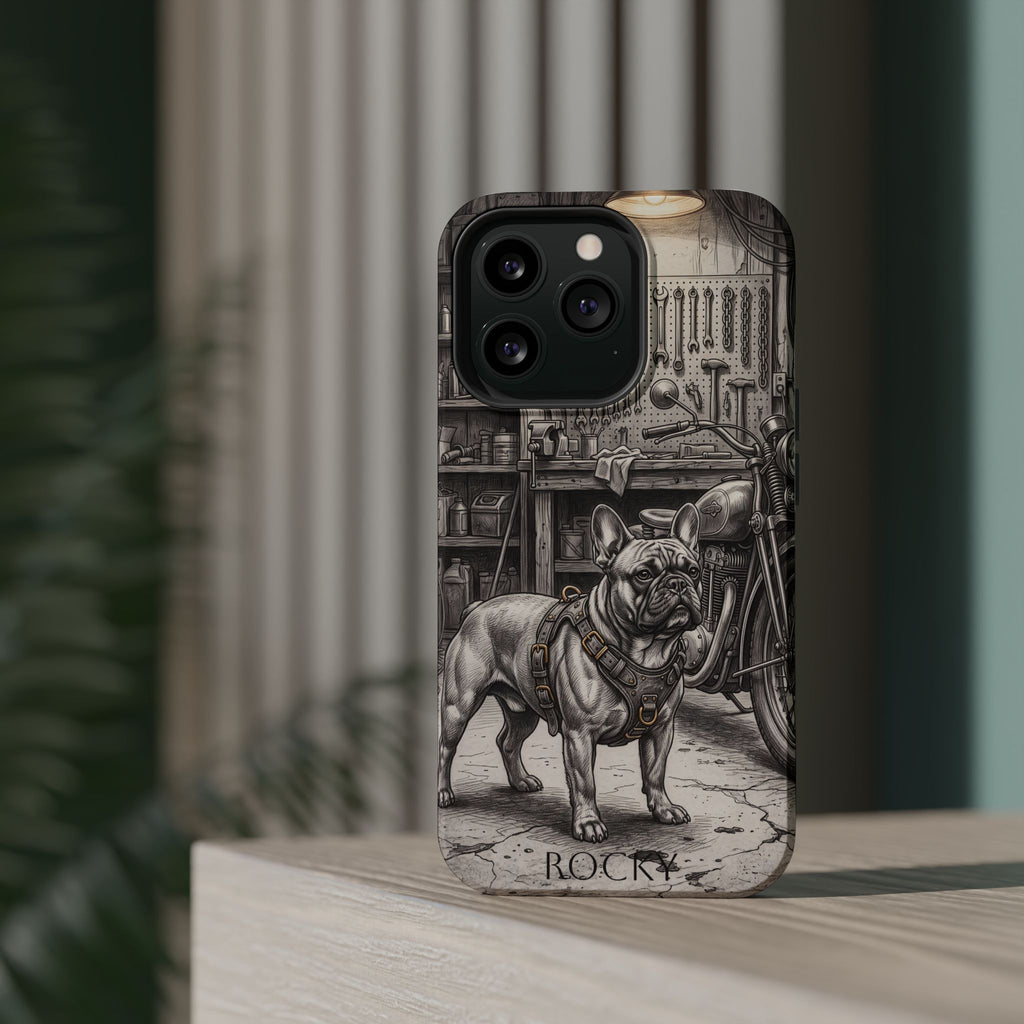 Personalized French Bulldog Vintage Street Phone Case — Wireless Charging Cover