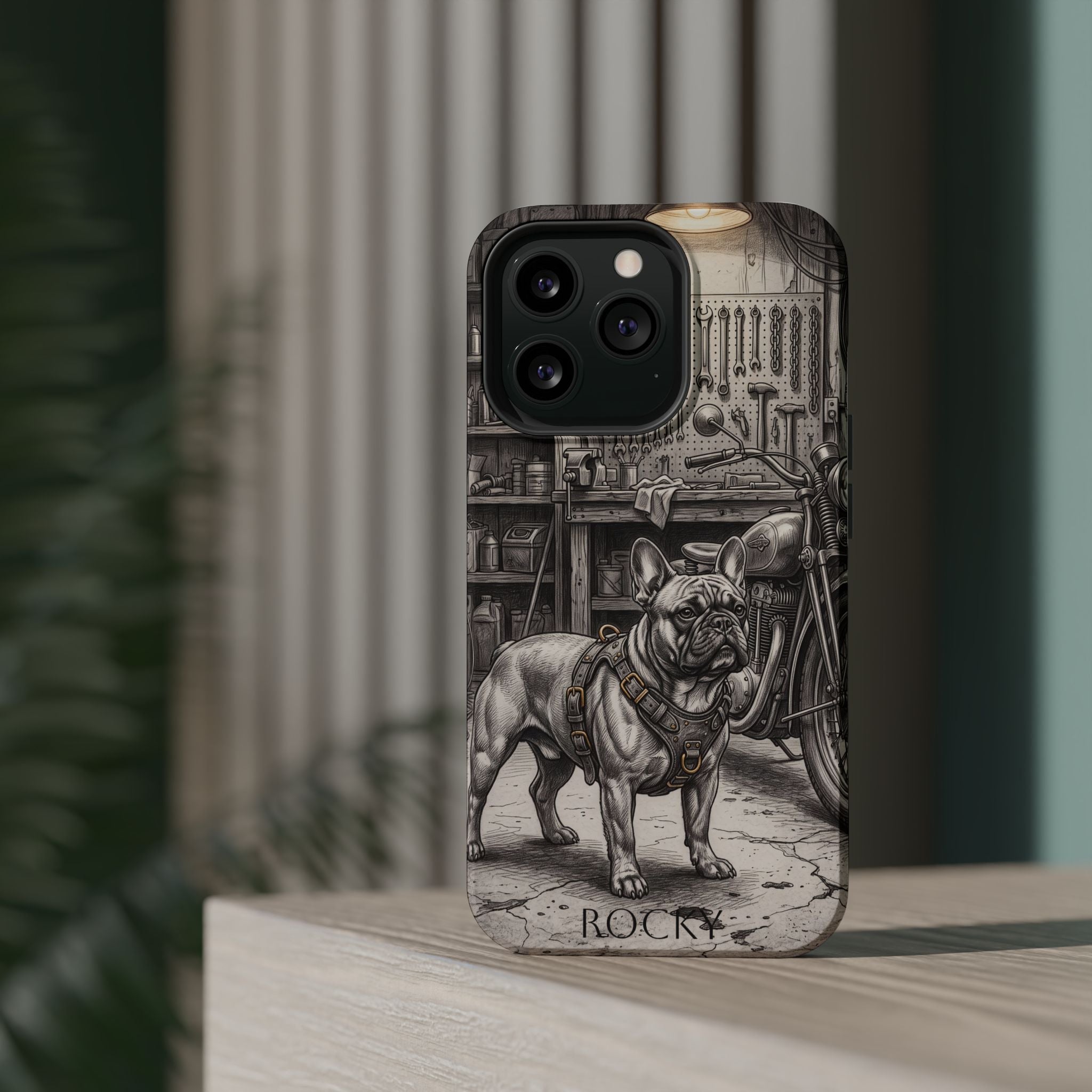 Personalized French Bulldog Vintage Street Phone Case — Wireless Charging Cover