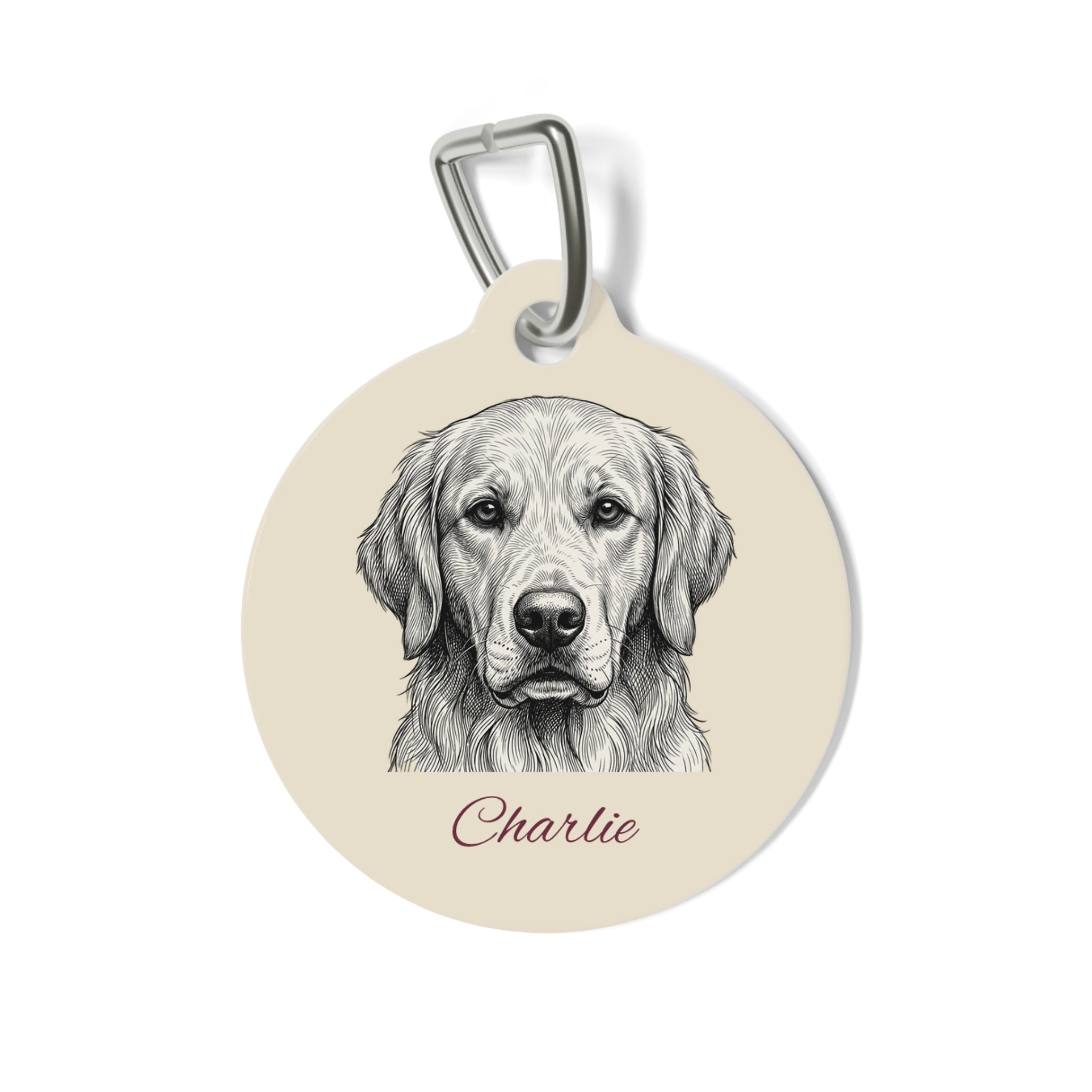 Golden Retriever Sketch Pet Tag – Personalized Name Dog ID Tag