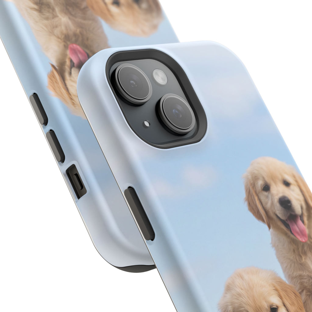Golden Retriever Puppy Duo Phone Case — Impact-Resistant Wireless Charging Cover