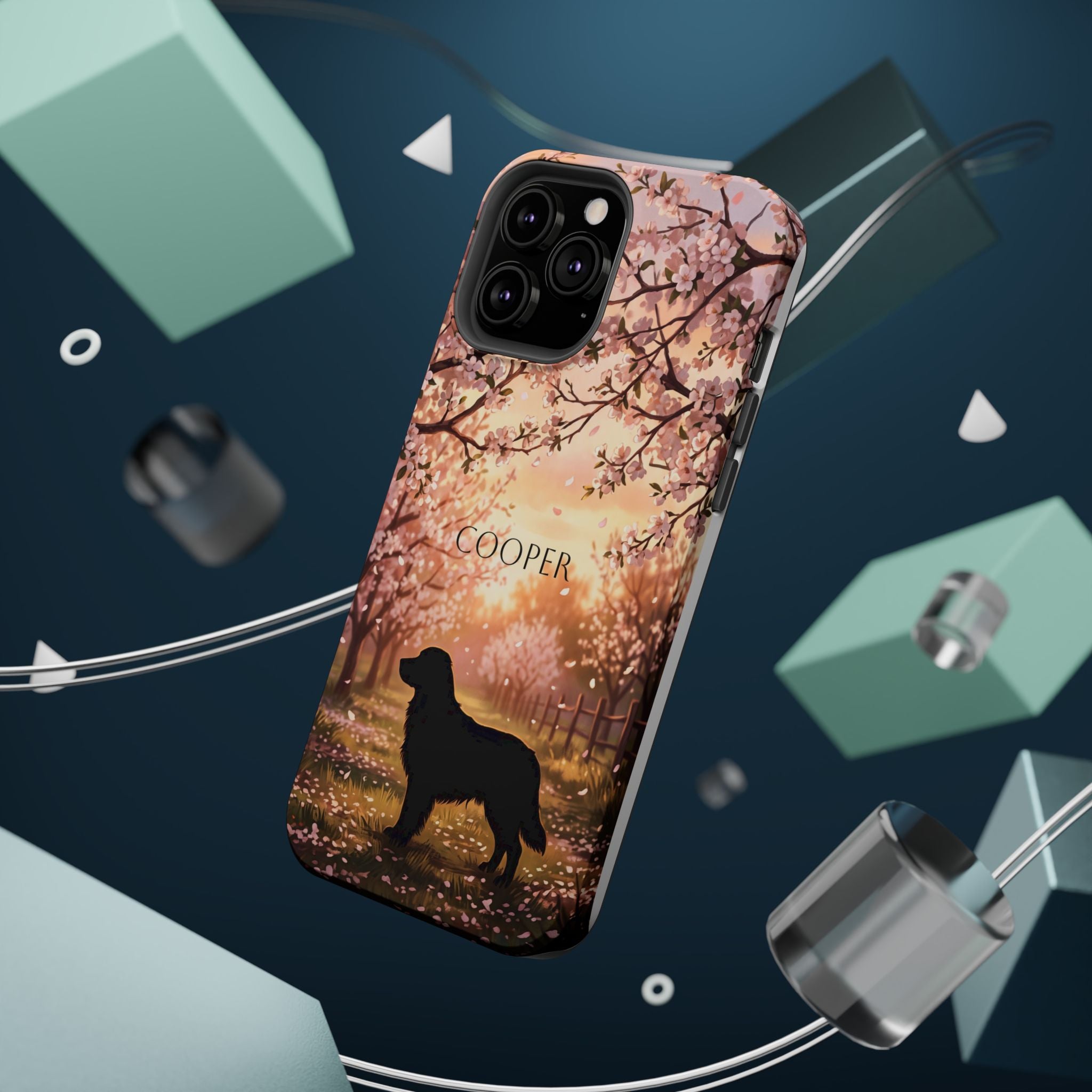 Personalized Golden Retriever Autumn Forest Phone Case — Wireless Charging Cover