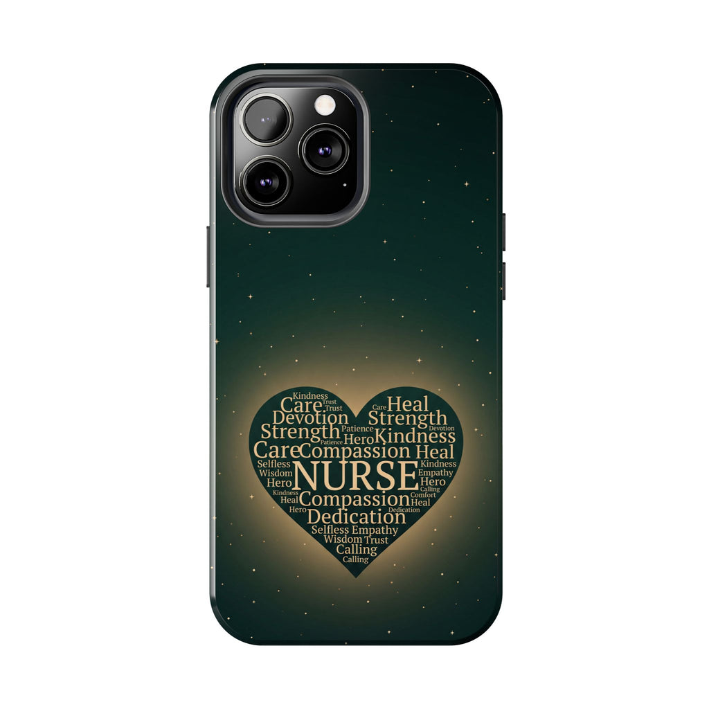 Nurse Heart Tough Phone Case — Inspirational Word Cloud Tribute - iphone and Samsung Galaxy series