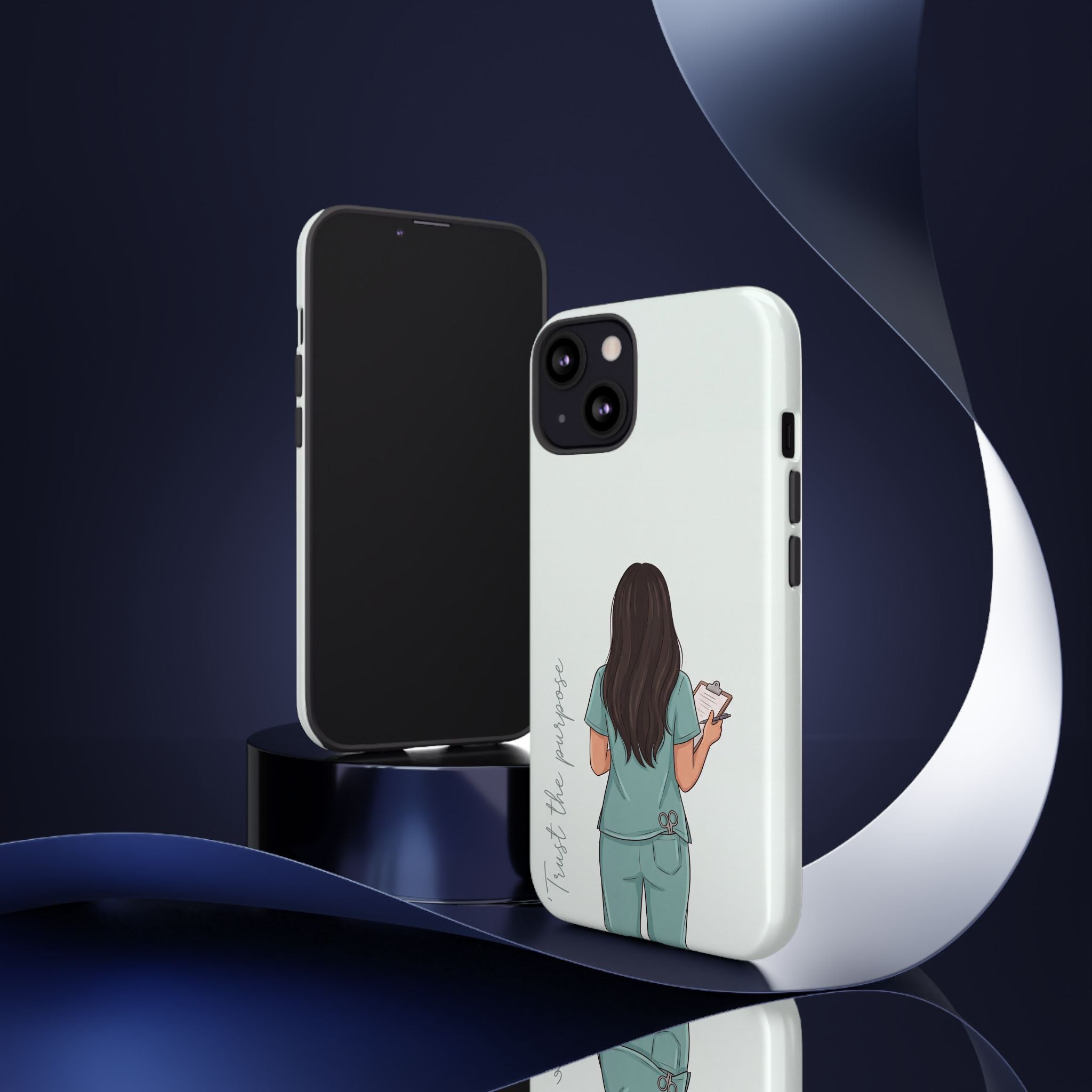 "Trust the Purpose" Nurse Phone Case | Illustrated Nurse in Scrubs Design | iPhone & Samsung