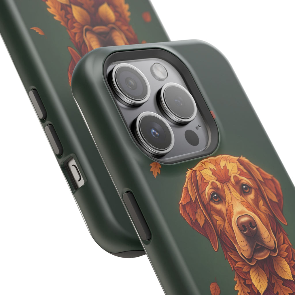 Autumn Leaves Labrador Phone Case — Tough Magnetic Case with Wireless Charging
