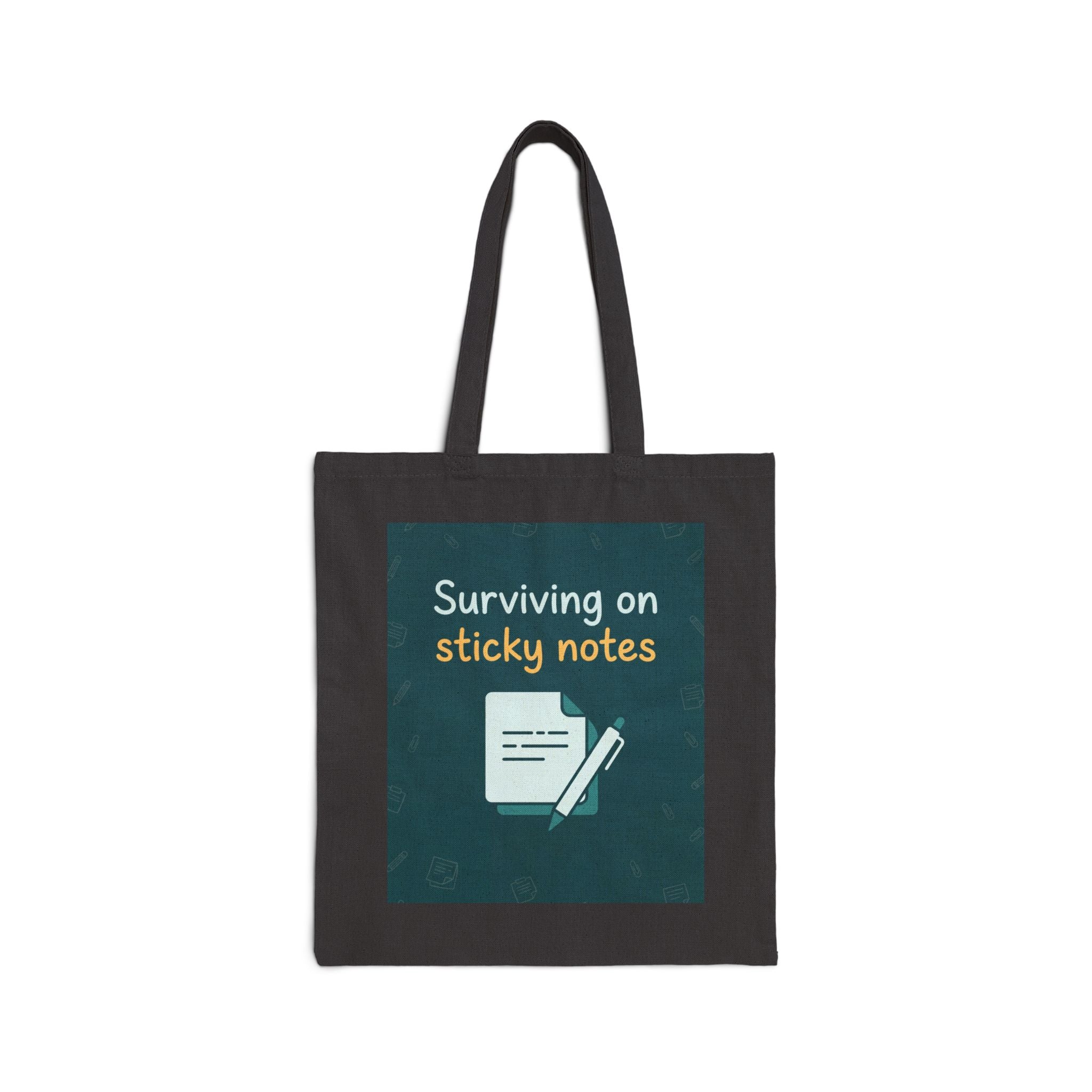 ⁠Surviving on Sticky Notes | Teacher Tote Bag | Teacher Appreciation Gift, Funny Teacher Tote Bag