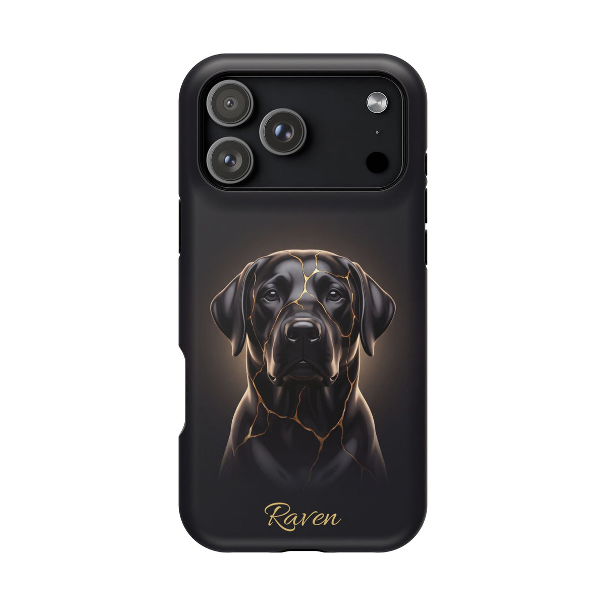 Personalized Obsidian Kintsugi Labrador Phone Case — Tough Magnetic Case with Wireless Charging