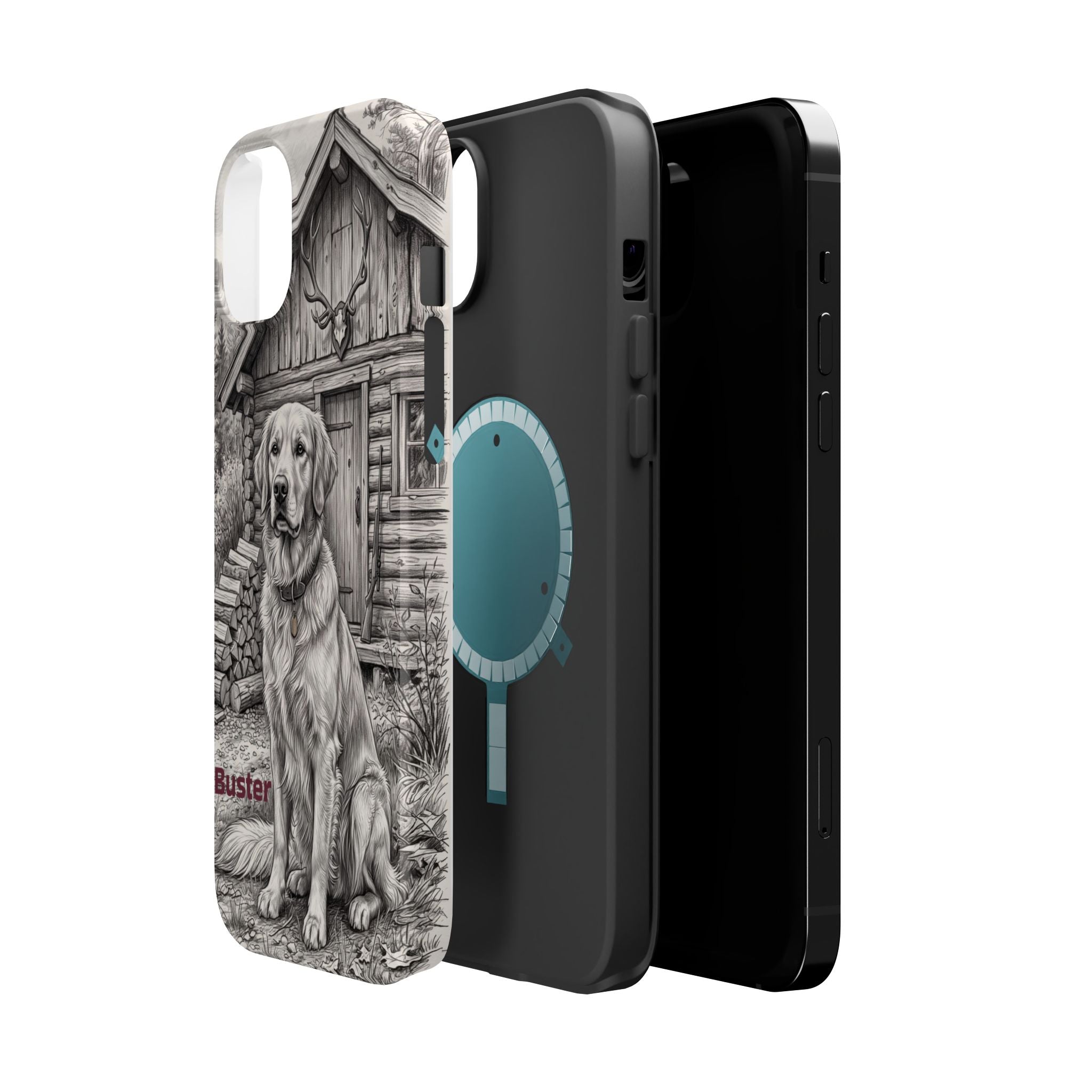 Personalized Golden Retriever Cabin Porch Phone Case — Wireless Charging Cover
