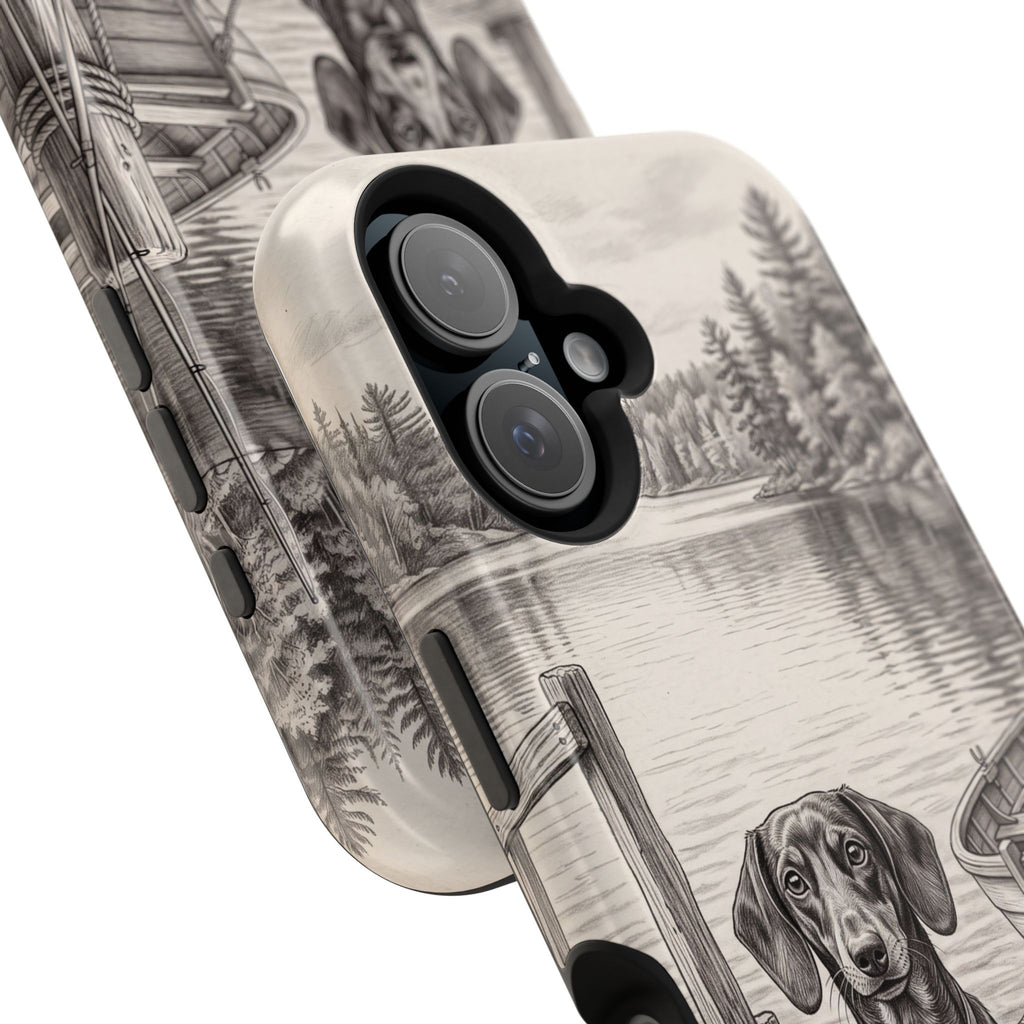 Personalized Dachshund Sunset Beach Phone Case — Wireless Charging Cover