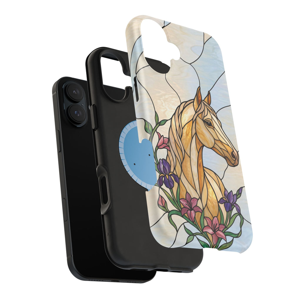 Floral Stained Glass Horse Phone Case — Tough Magnetic Case with Wireless Charging