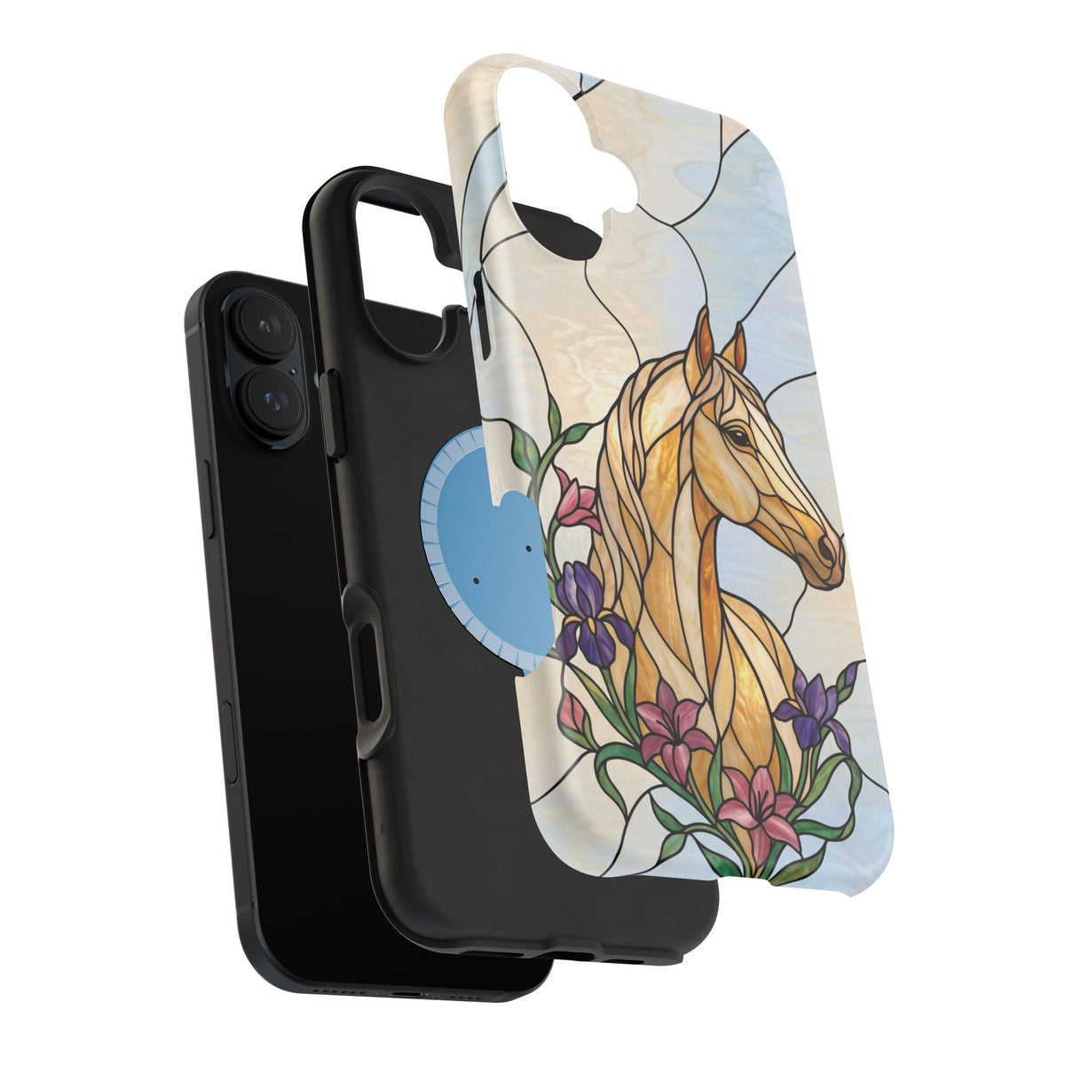 Floral Stained Glass Horse Phone Case — Tough Magnetic Case with Wireless Charging
