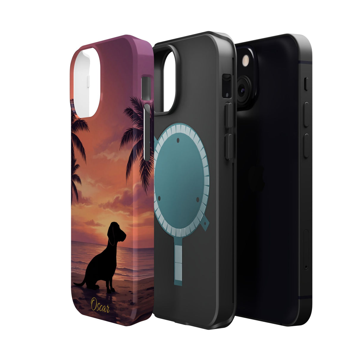 Personalized Dachshund Tropical Beach Sunset Phone Case — Wireless Charging Cover