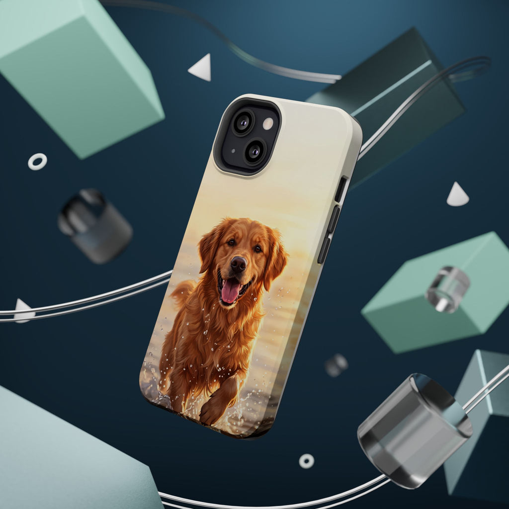Beach Golden Retriever Phone Case — Impact-Resistant Wireless Charging Cover