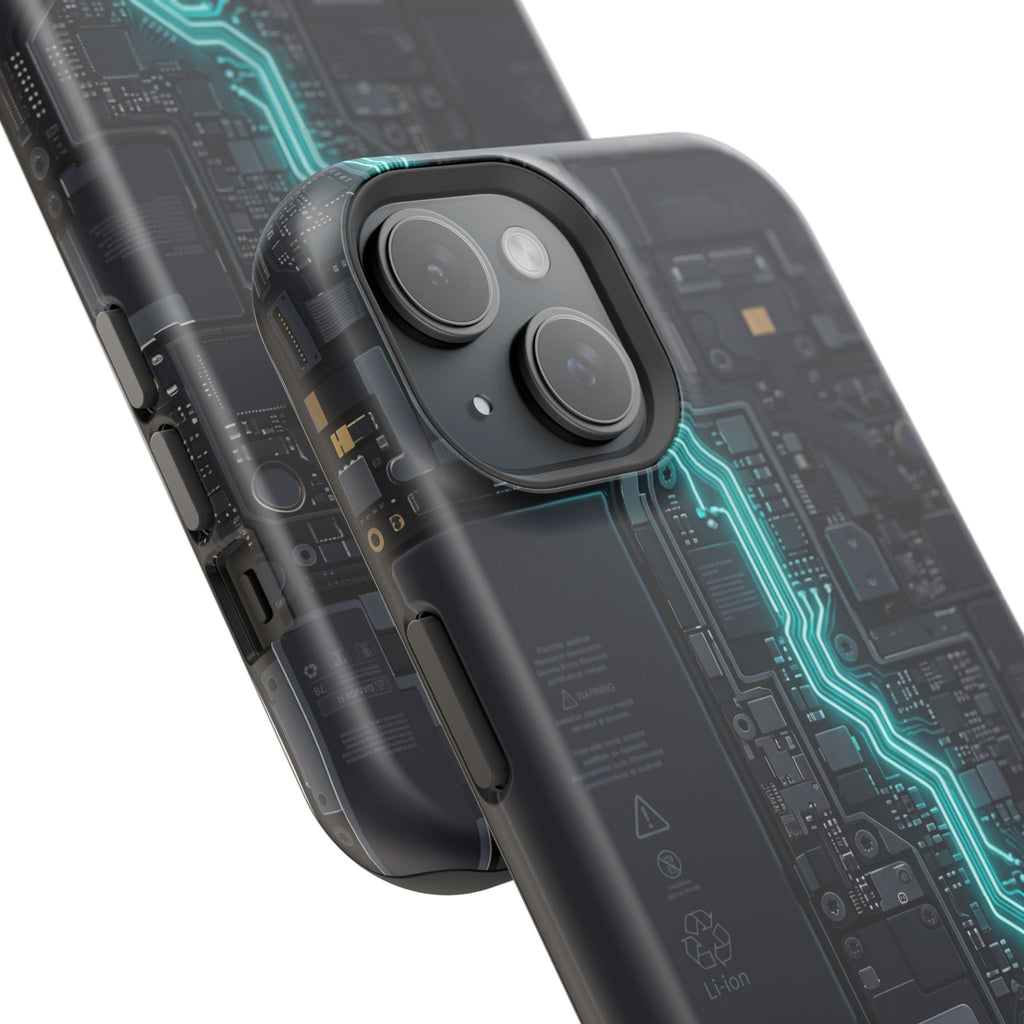 Cyan Bolt Electrician Phone Case — Electric Circuit Wireless Charging Cover