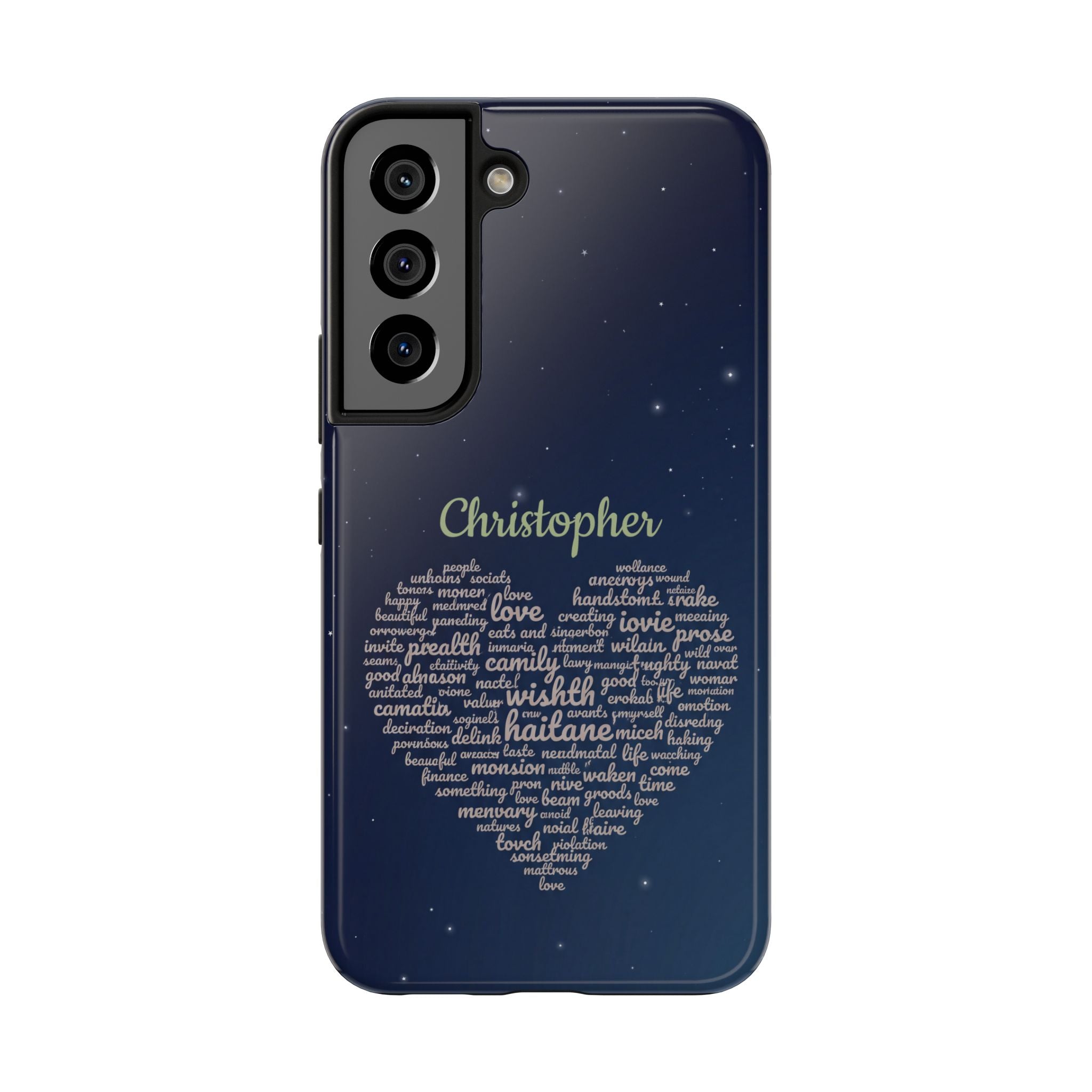 Personalized Teacher Heart Word Cloud Phone Case — Custom Name Starry Design