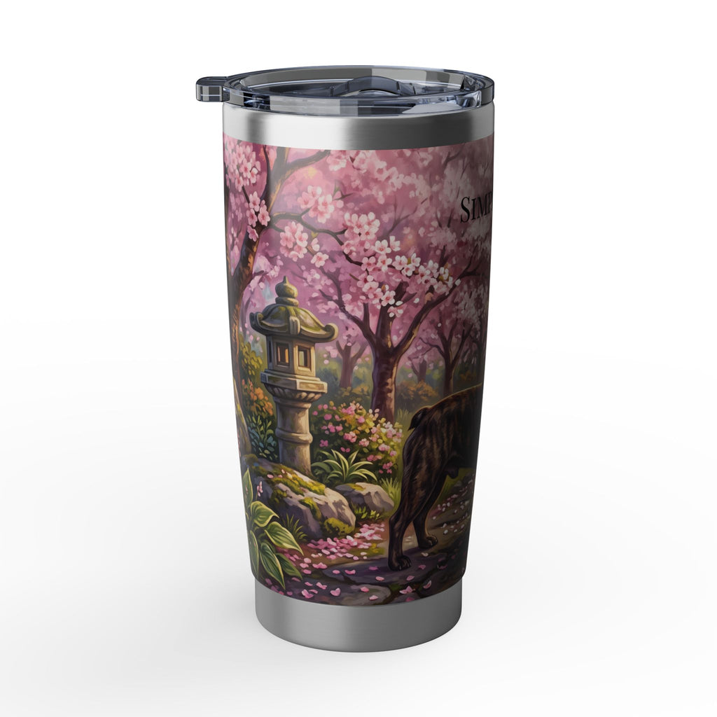 Personalized Frenchie Tumbler – French Bulldog Cherry Blossom Travel Mug, Custom Name Gift