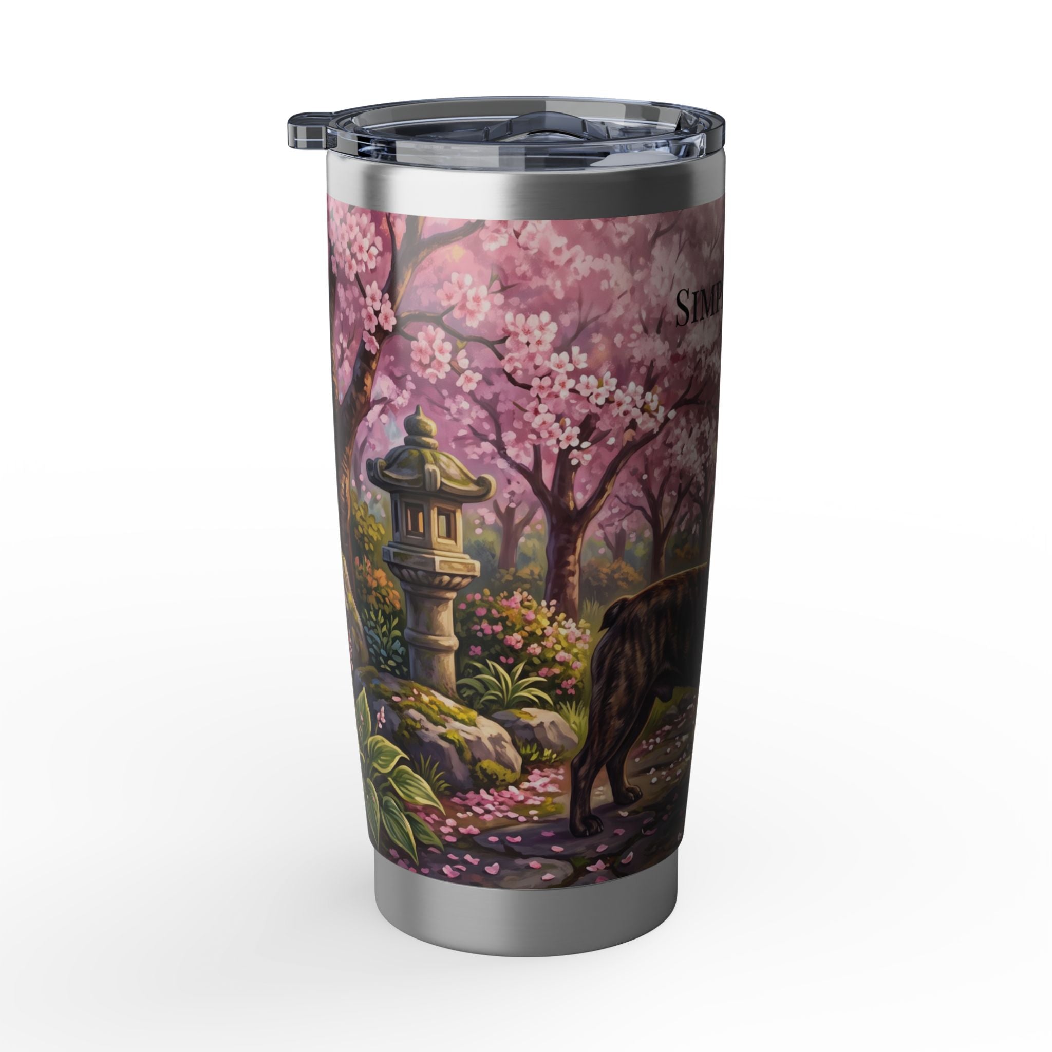 Personalized Frenchie Tumbler – French Bulldog Cherry Blossom Travel Mug, Custom Name Gift