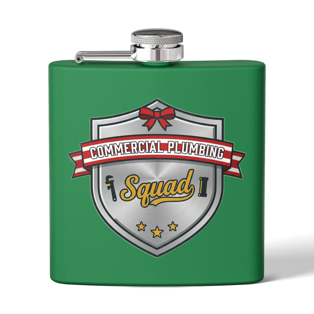 Flask — "Commercial Plumbing Squad" 6oz Stainless Steel Hip Flask