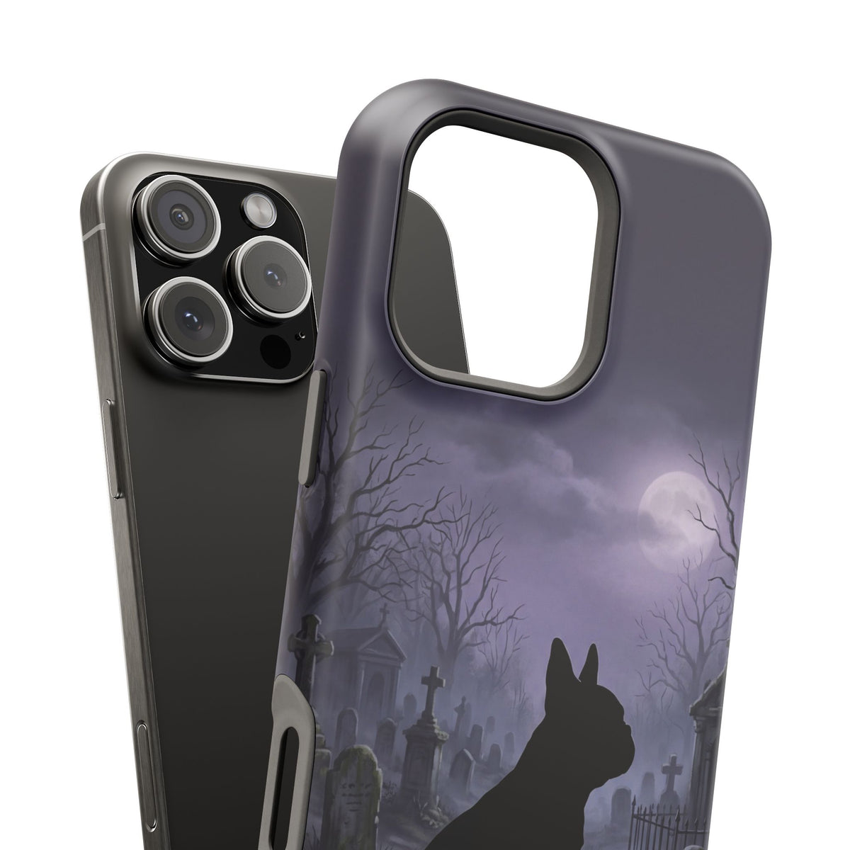 Personalized French Bulldog Moonlit Graveyard Phone Case — Wireless Charging Cover