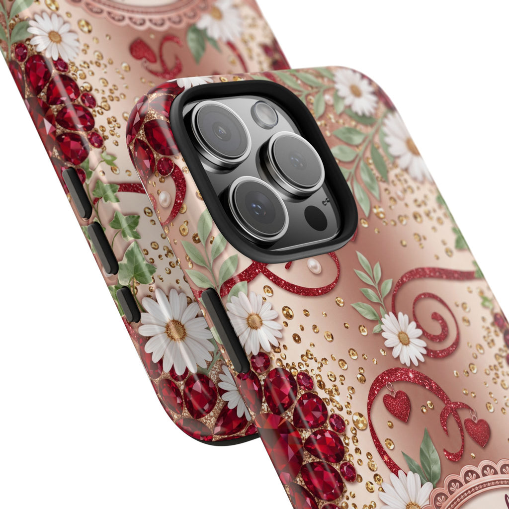Personalized Teacher Phone Case — Custom Name and Message - Floral Jeweled Design