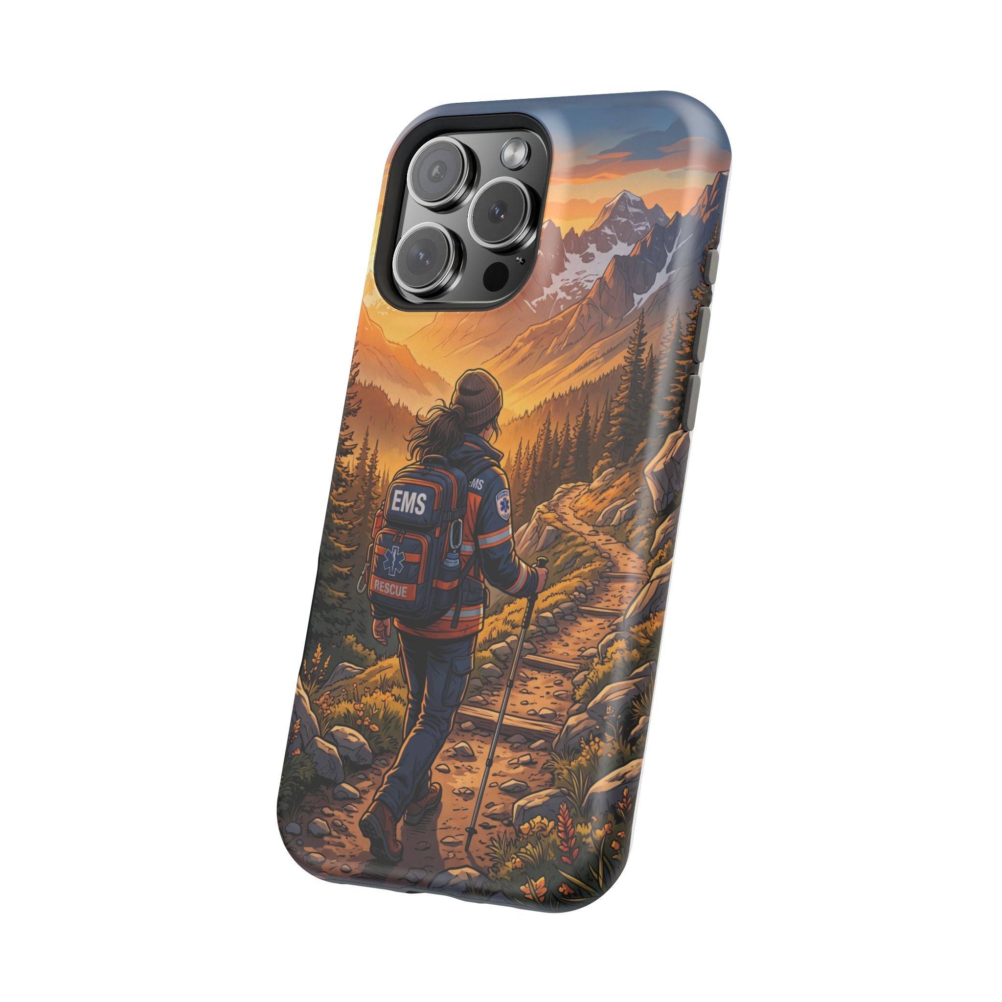 Paramedic/EMT Mountain Phone Case — Magnetic Wireless Charging Cover