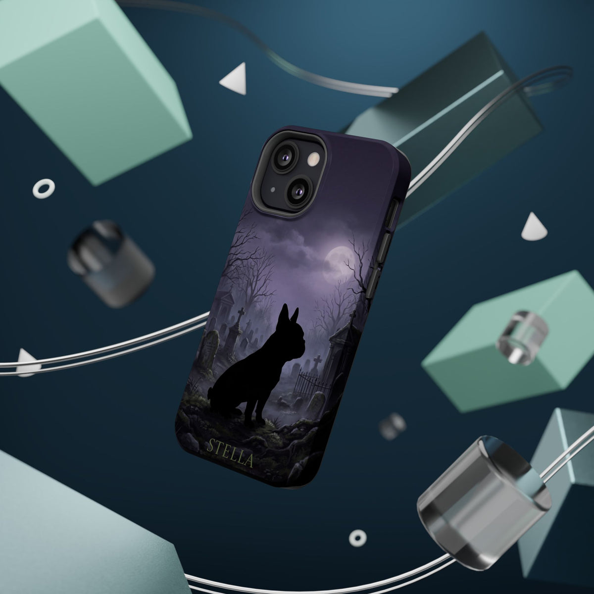 Personalized French Bulldog Moonlit Graveyard Phone Case — Wireless Charging Cover