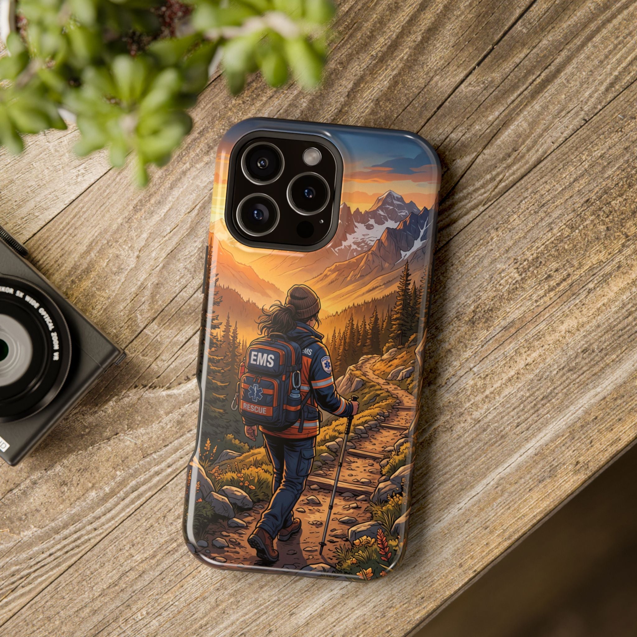 Paramedic/EMT Mountain Phone Case — Magnetic Wireless Charging Cover