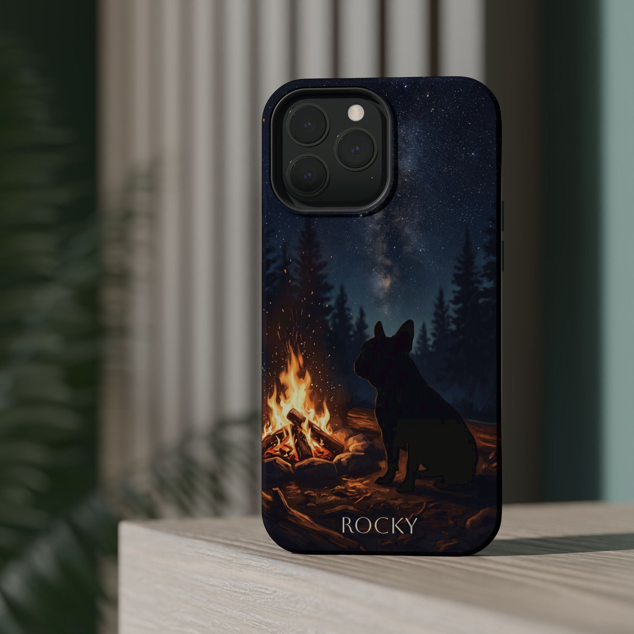 Personalized French Bulldog Campfire Phone Case — Wireless Charging Cover