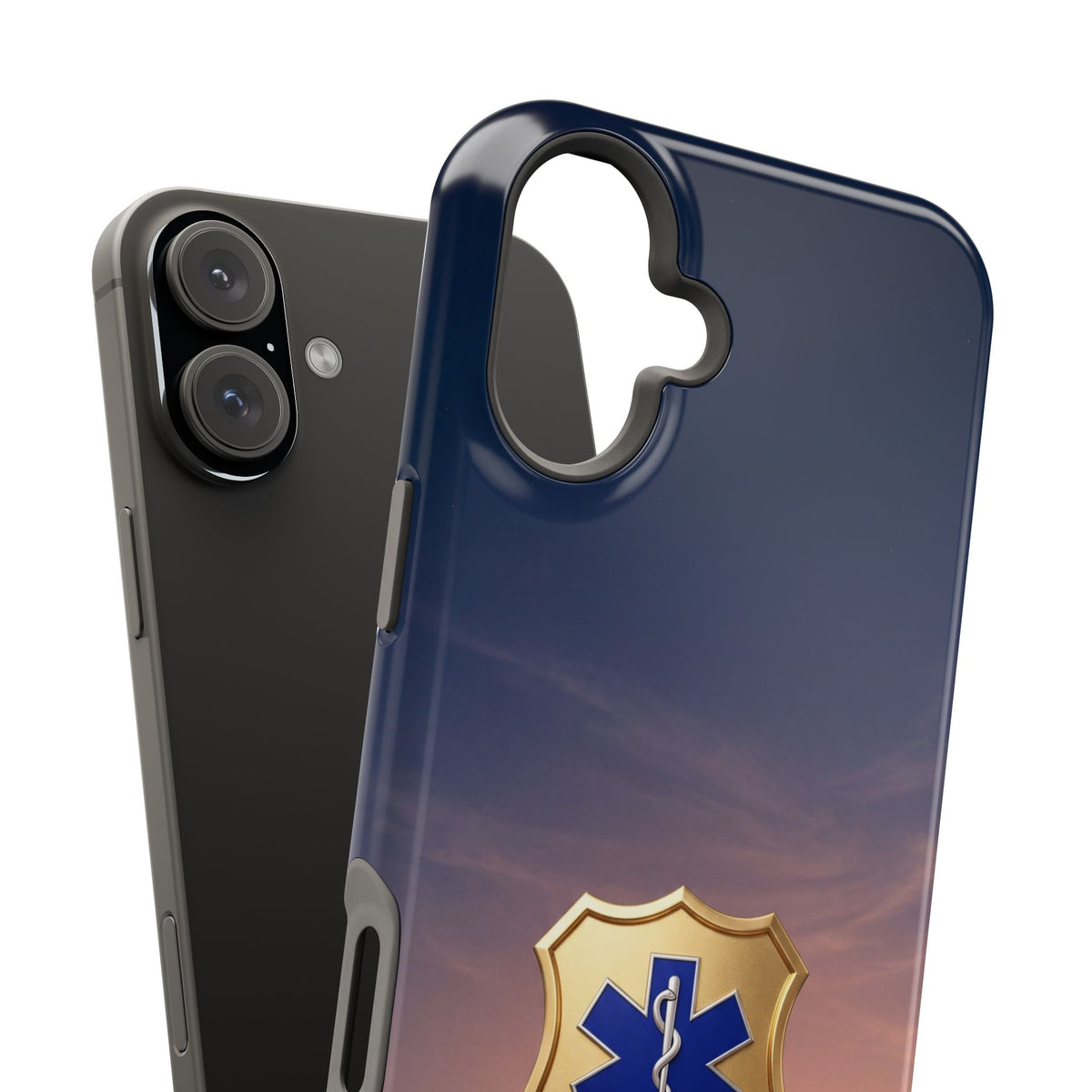 Gold Paramedic Badge Sunset Sky Phone Case — Magnetic Wireless Charging Cover