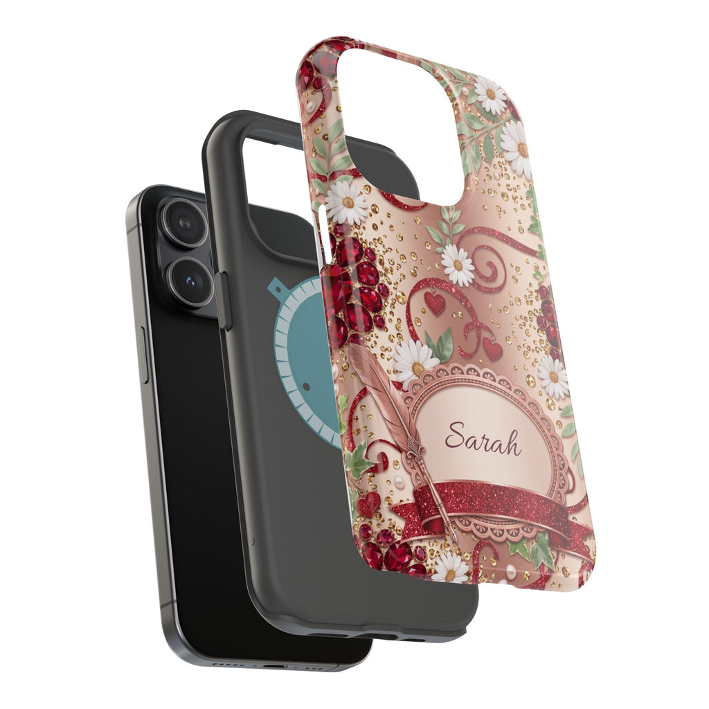 Personalized Vintage Floral Teacher Phone Case — Wireless Charging Cover
