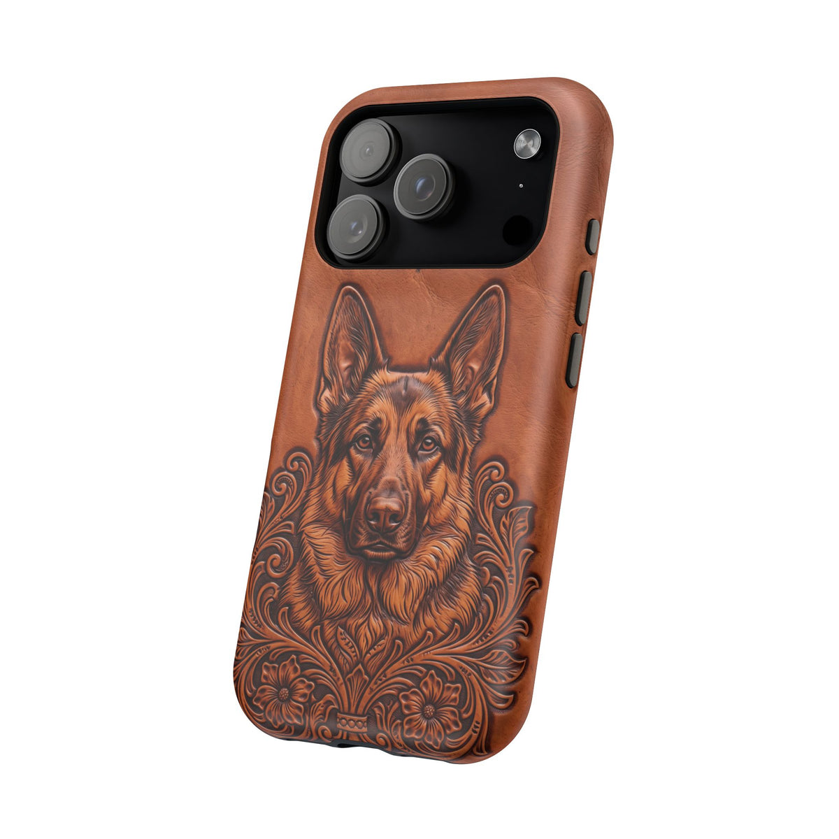 German Shepherd Phone Case | Western Tooled Art — Tough Magnetic Case with Wireless Charging